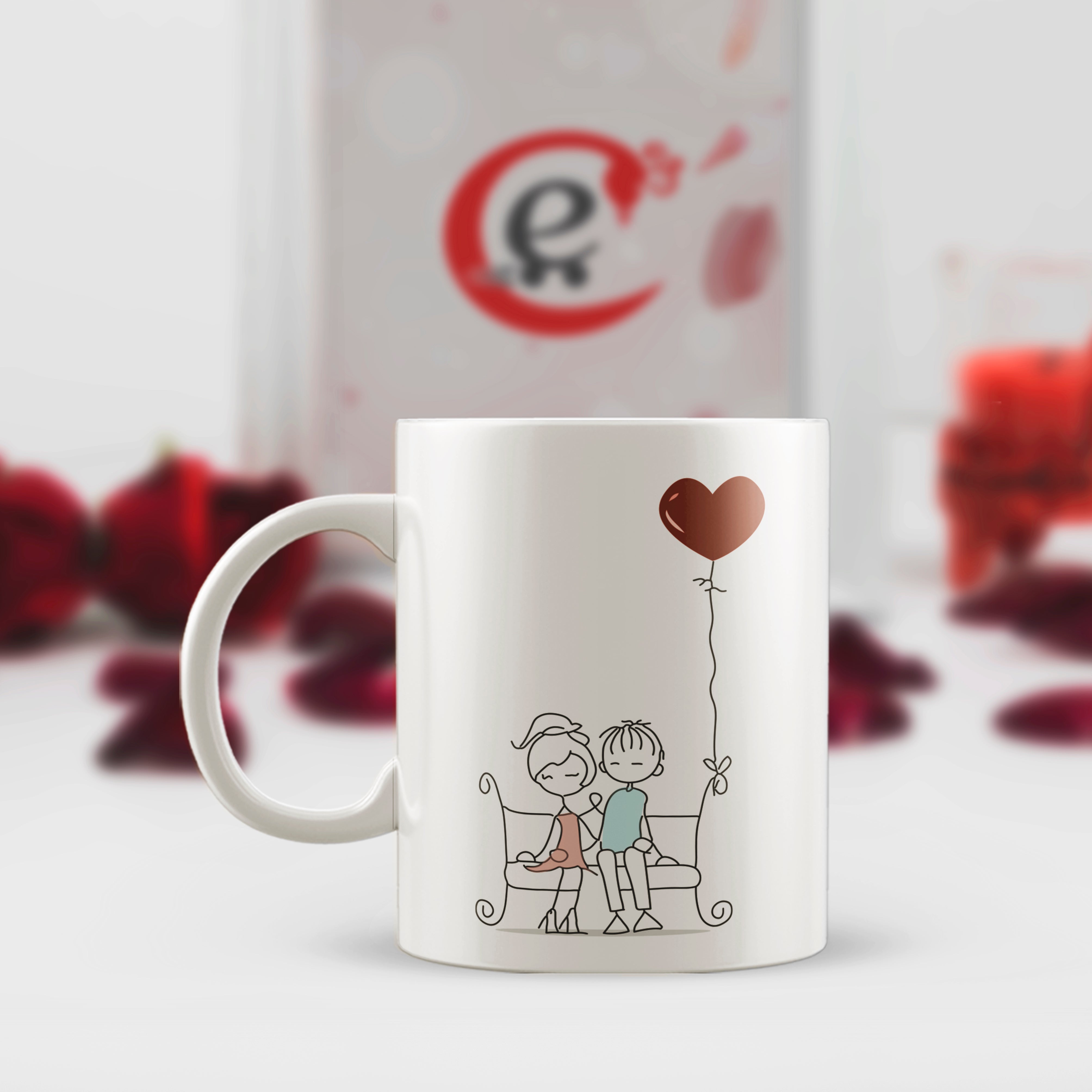 Love doodle art Valentine Love theme Ceramic Coffee Mugs
