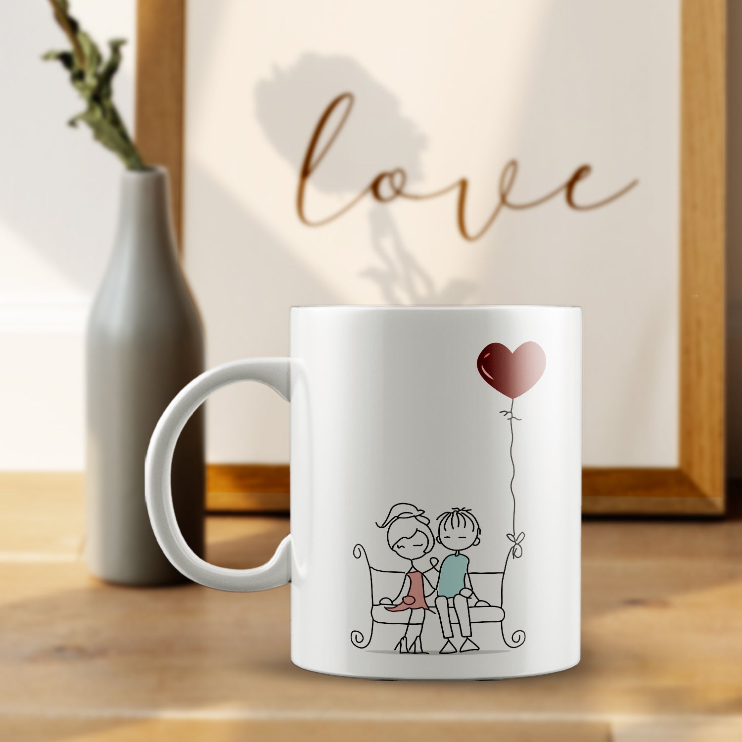 Love doodle art Valentine Love theme Ceramic Coffee Mugs 1
