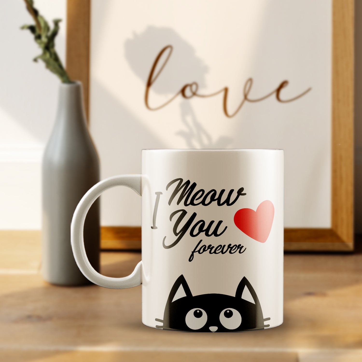 "I Meow you Forever" Valentine Love theme Ceramic Coffee Mug 1