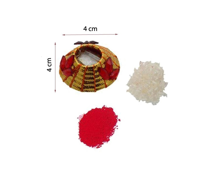 Designer Pearls Rakhi for Brother with Roli Chawal Pack and Raksha Bandhan Greeting Card 1