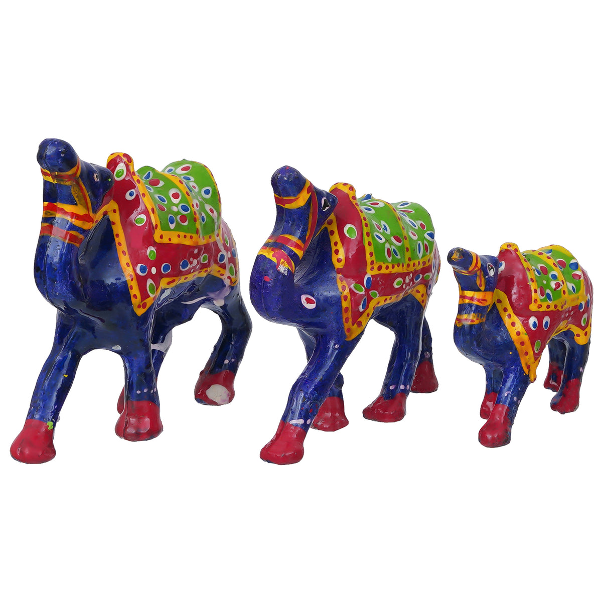 Set of 3 Designer Camel Showpiece Animal Figurines- Multicolor ...
