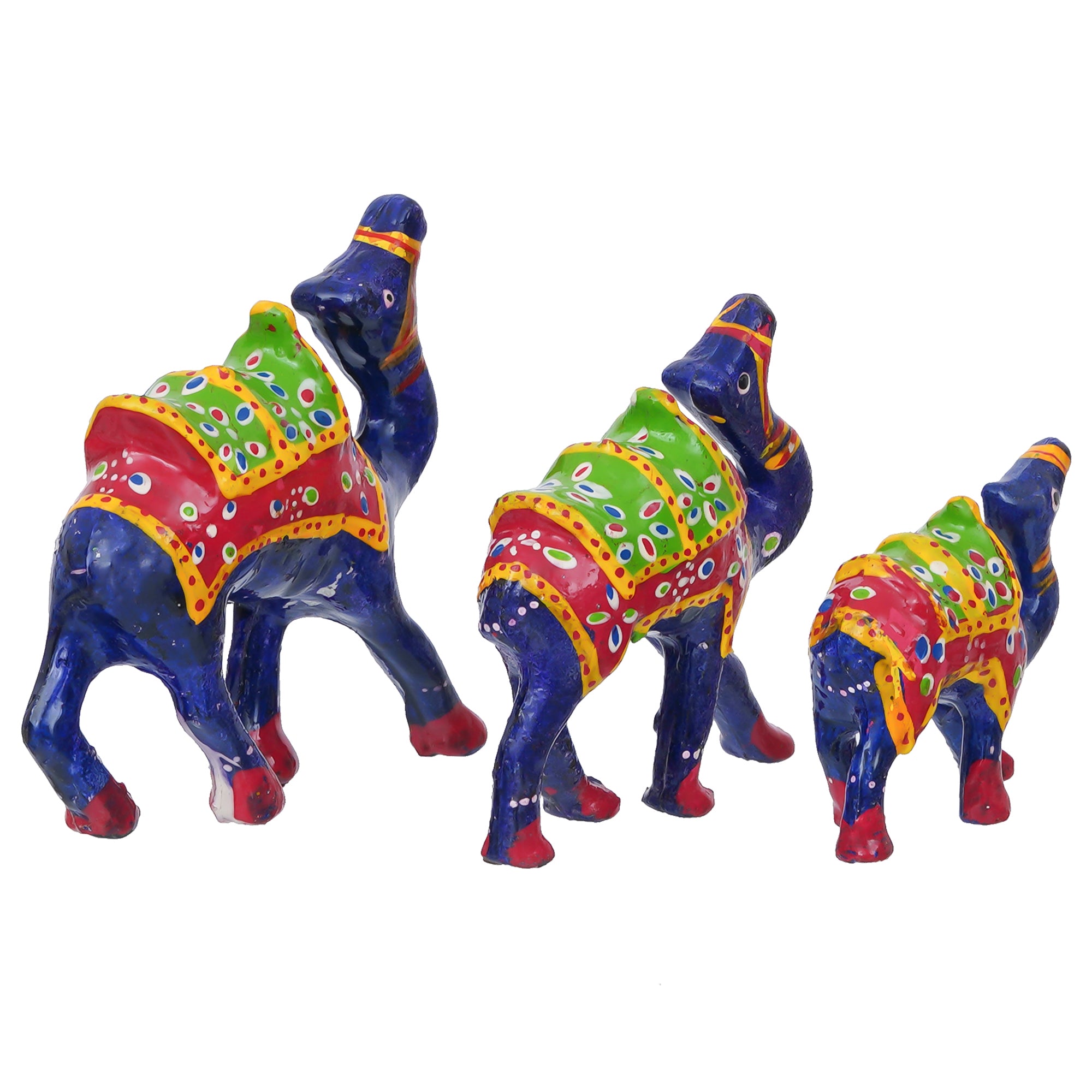 Set of 3 Designer Camel Showpiece Animal Figurines- Multicolor 3