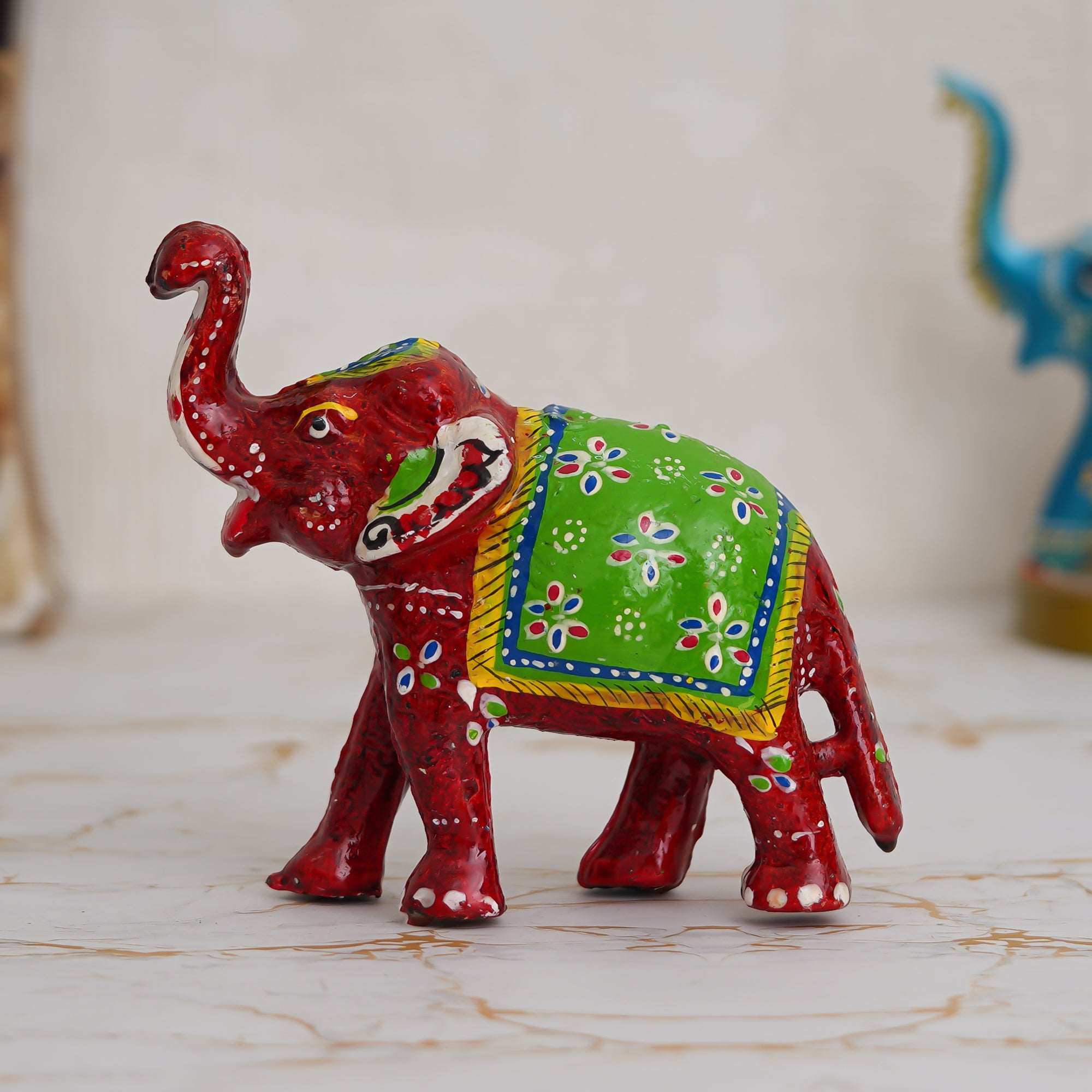 Decorative Elephant Showpiece Animal Figurines- Multicolor 5