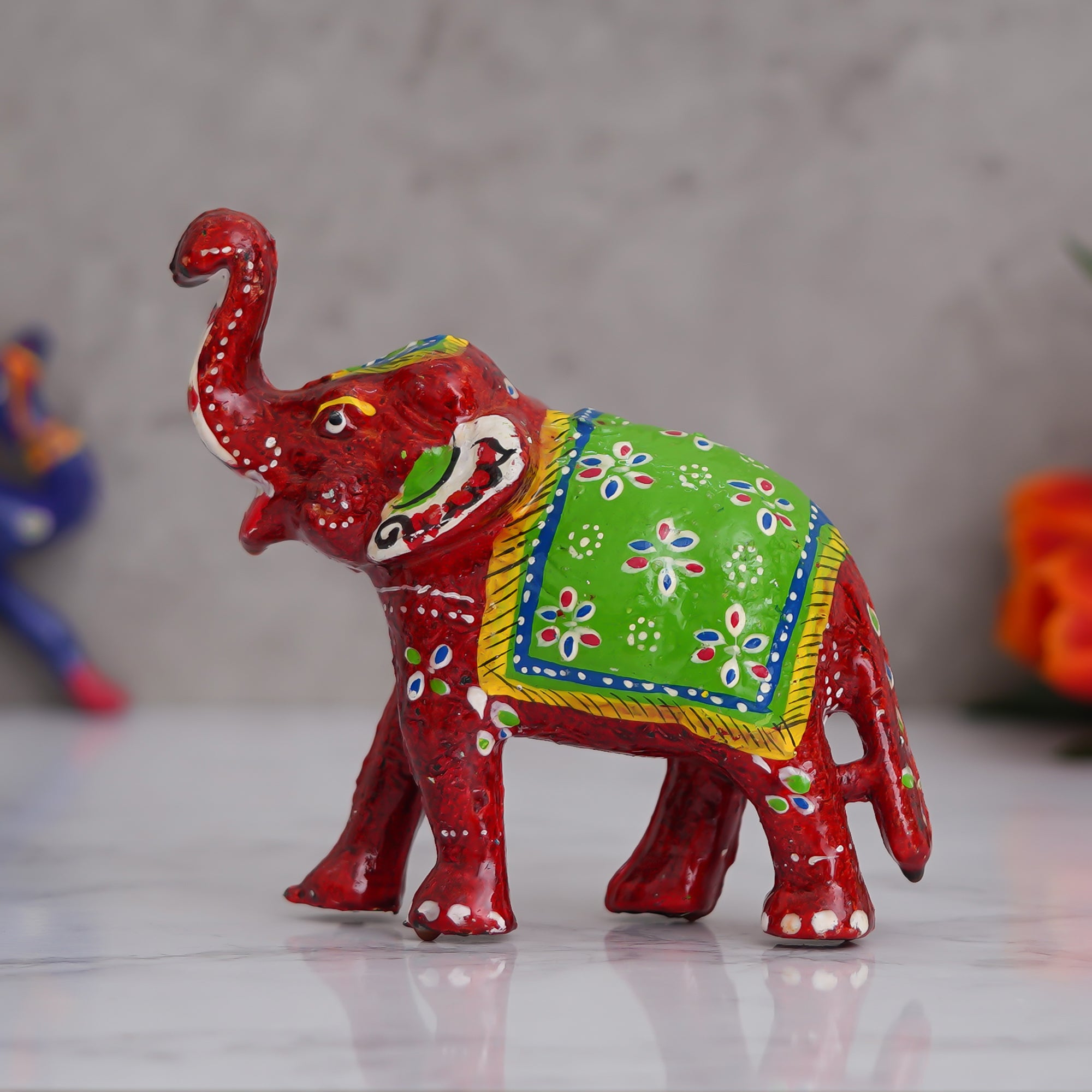 Decorative Elephant Showpiece Animal Figurines- Multicolor