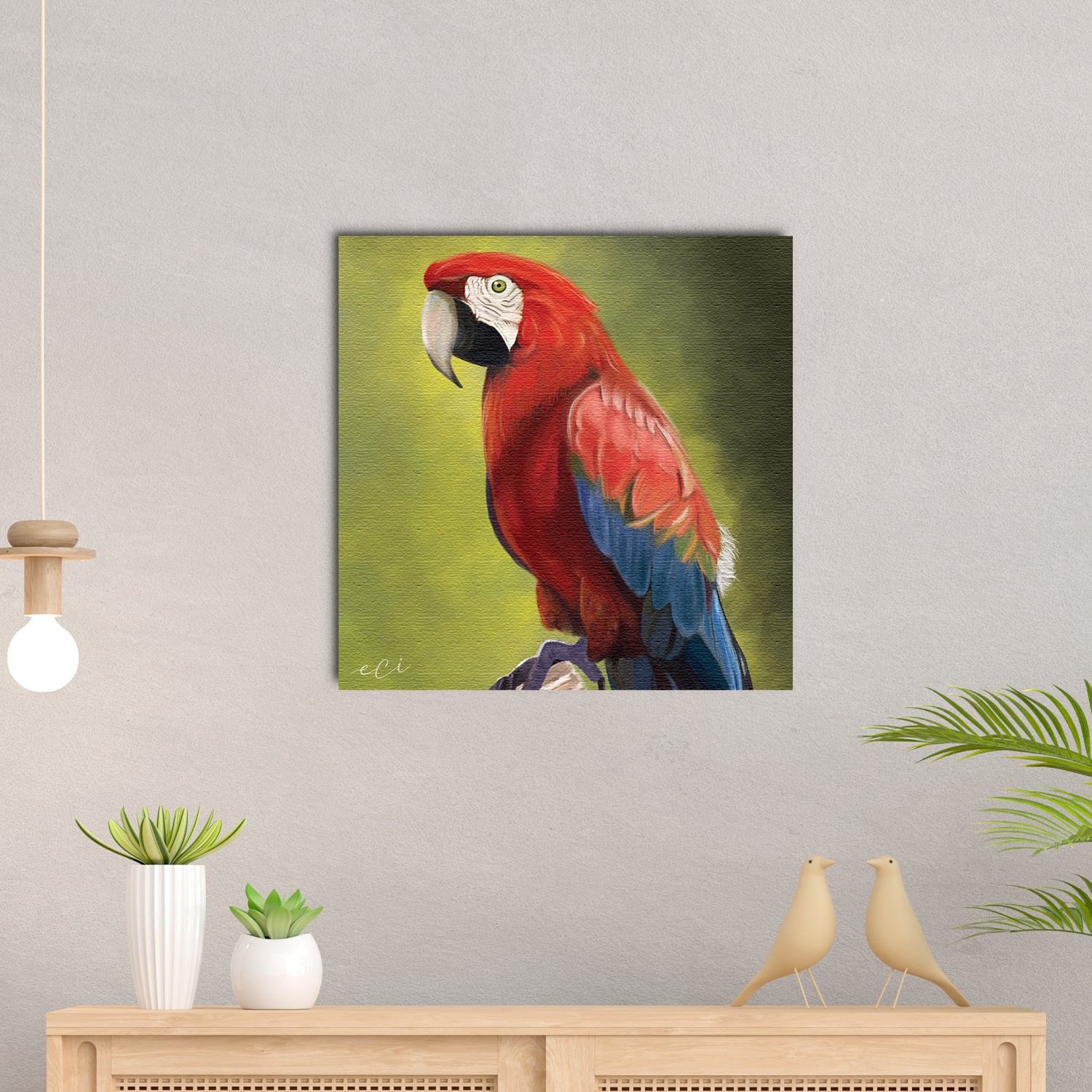Colorful Parrot on Tree Original Design Canvas Printed Wall Painting 1