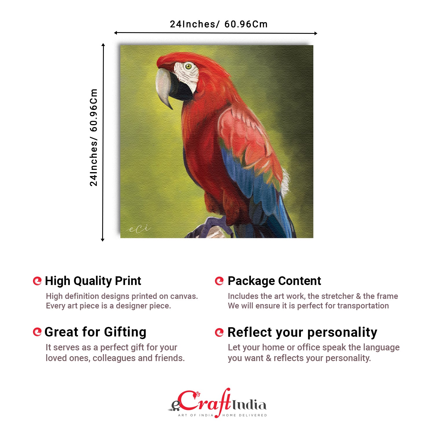 Colorful Parrot on Tree Original Design Canvas Printed Wall Painting 3