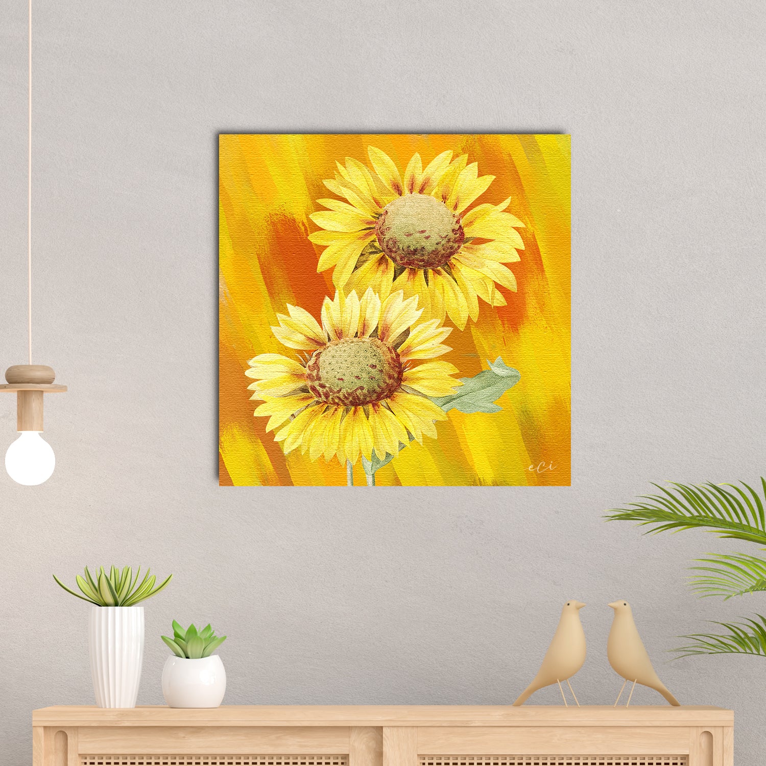 Beautiful Sunflower Scenery Original Design Canvas Printed Wall Painting 1