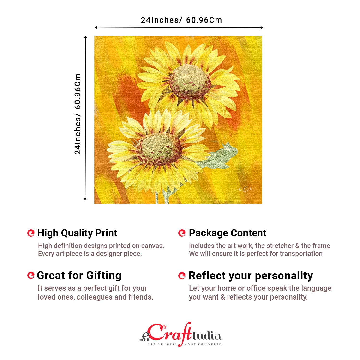 Beautiful Sunflower Scenery Original Design Canvas Printed Wall Painting 3