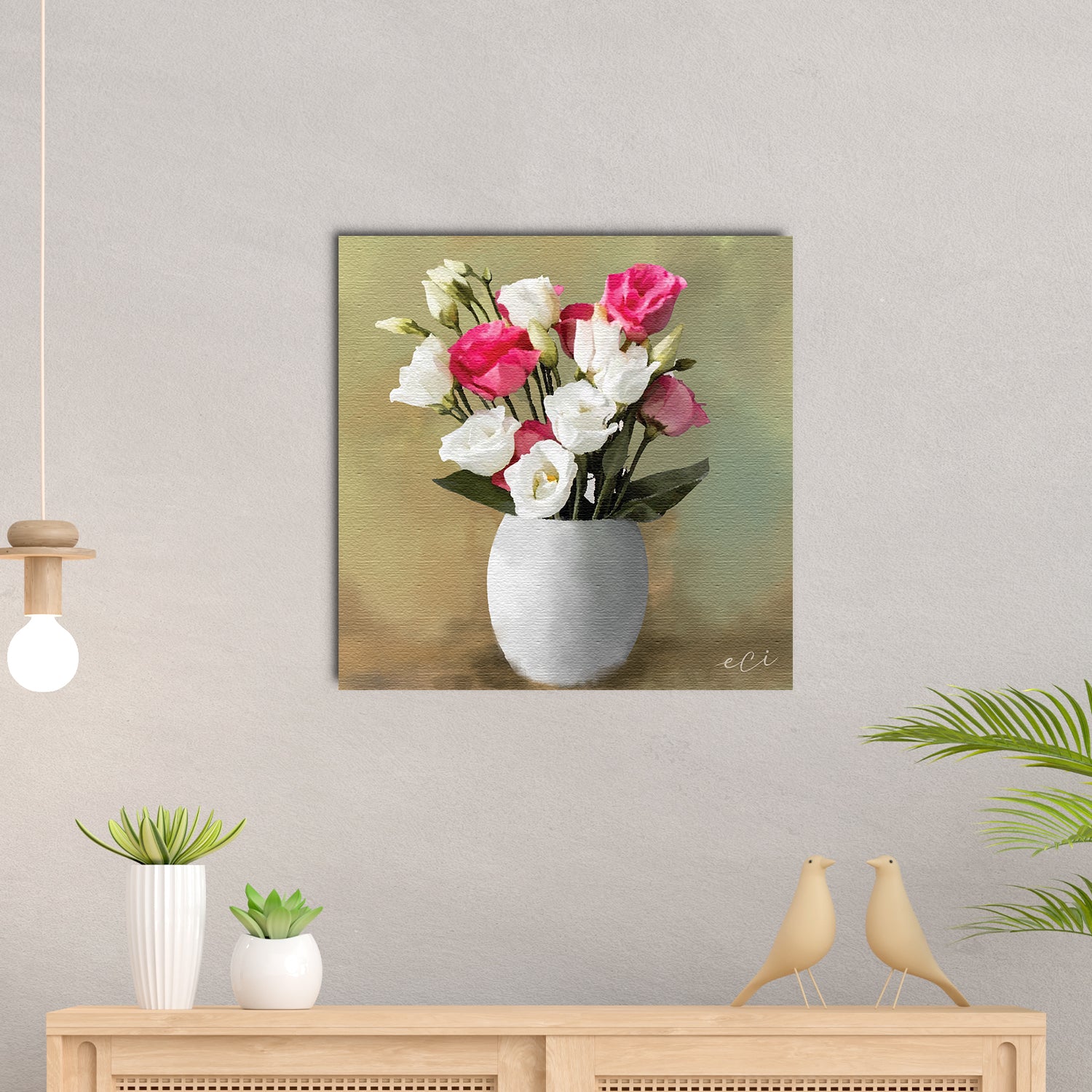 Beautiful Flower Vase Original Design Canvas Printed Wall Painting 1