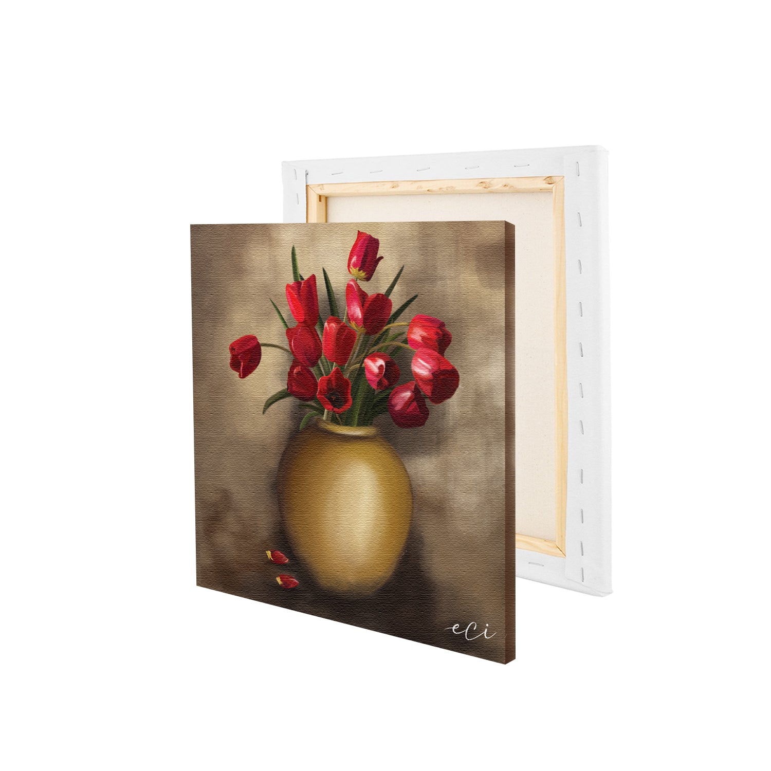 Beautiful Red Rose Flower Vase Original Design Canvas Printed Wall Painting 4