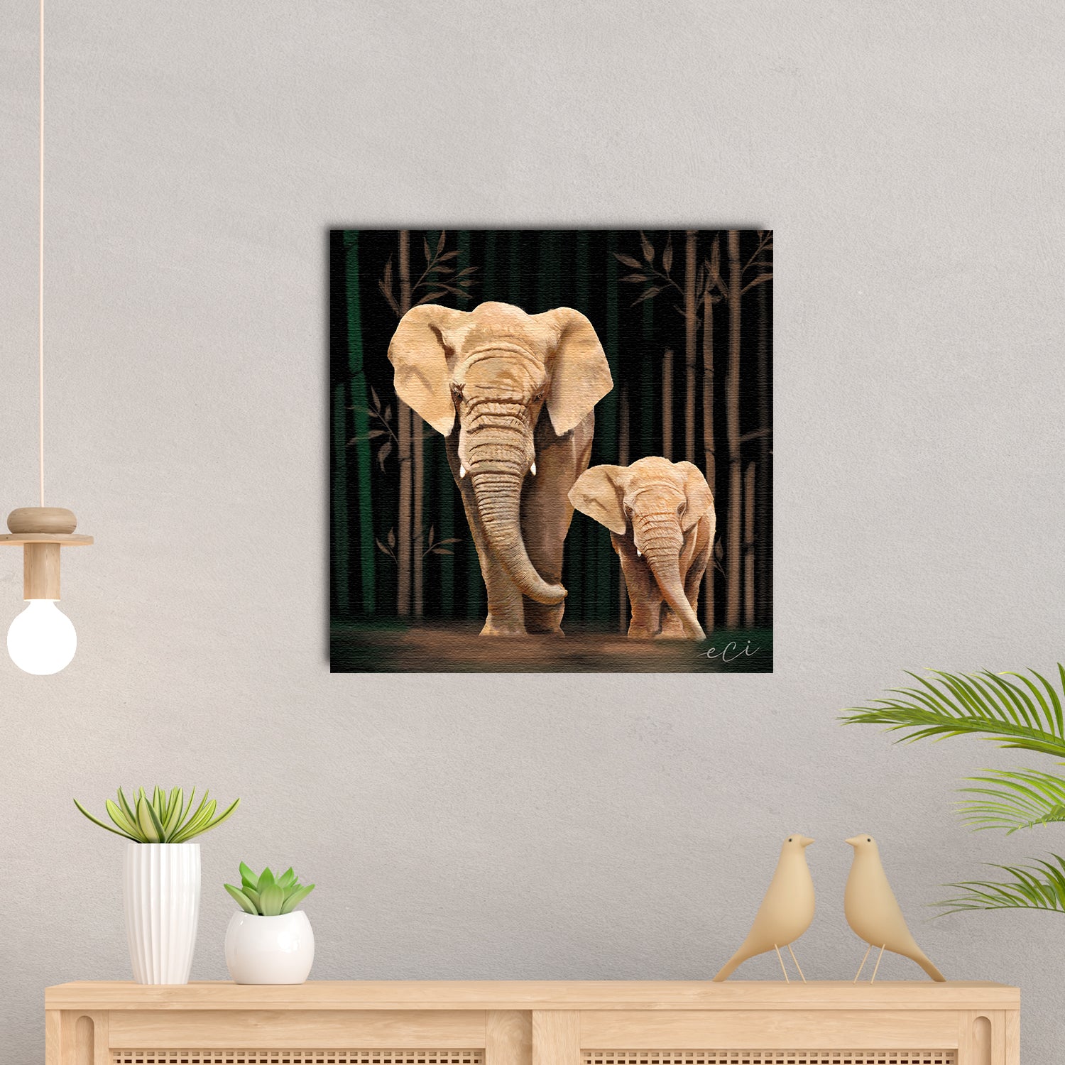 Elephant With Baby Elephant Canvas Painting Digital Printed Animal Wall Art 1