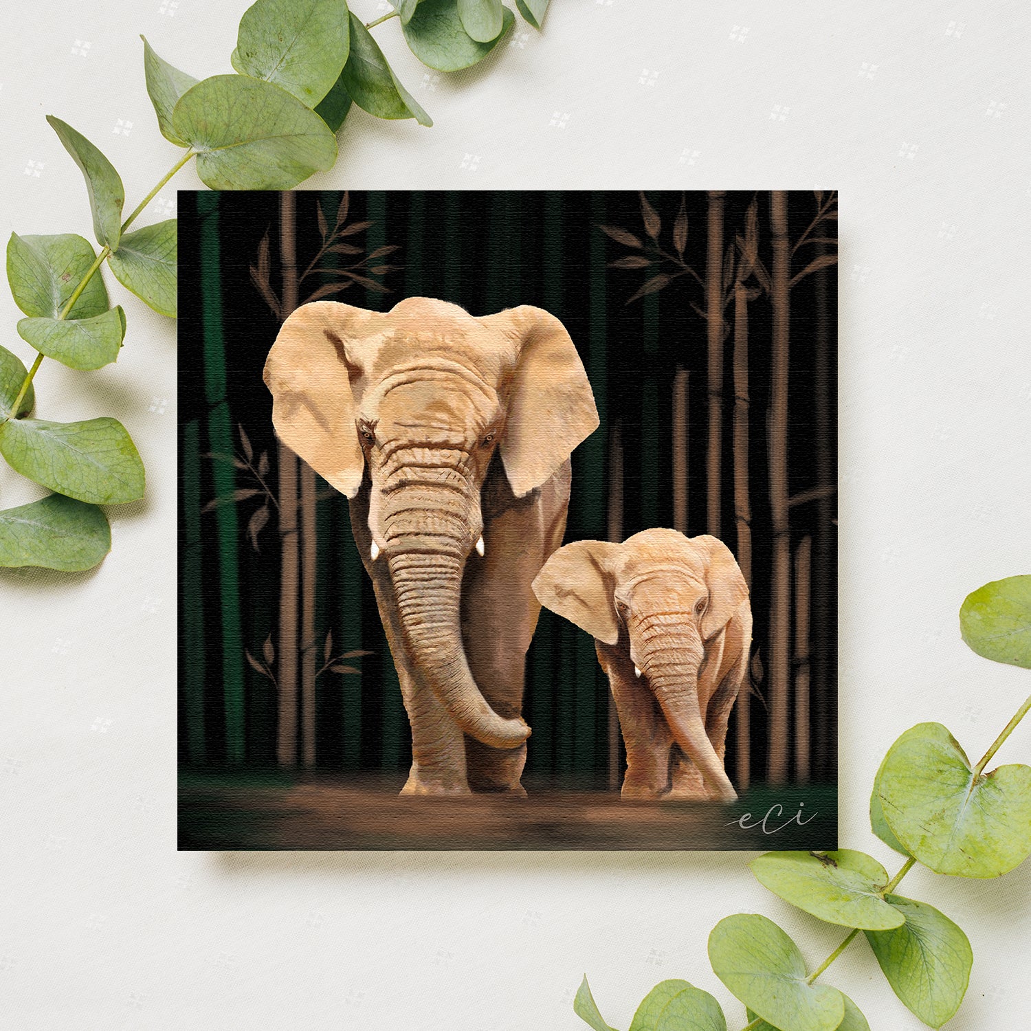 Elephant With Baby Elephant Canvas Painting Digital Printed Animal Wall Art 2
