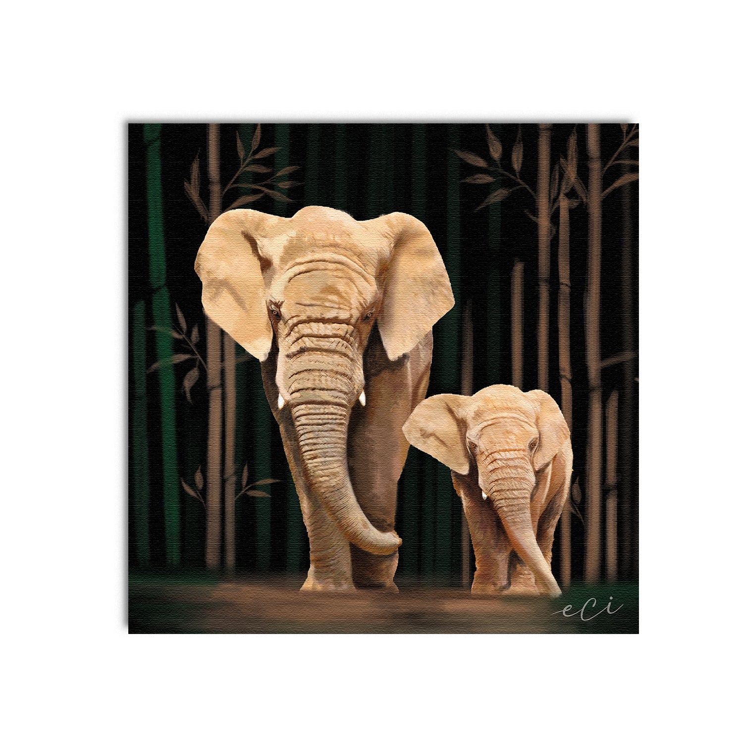Elephant With Baby Elephant Canvas Painting Digital Printed Animal Wall Art