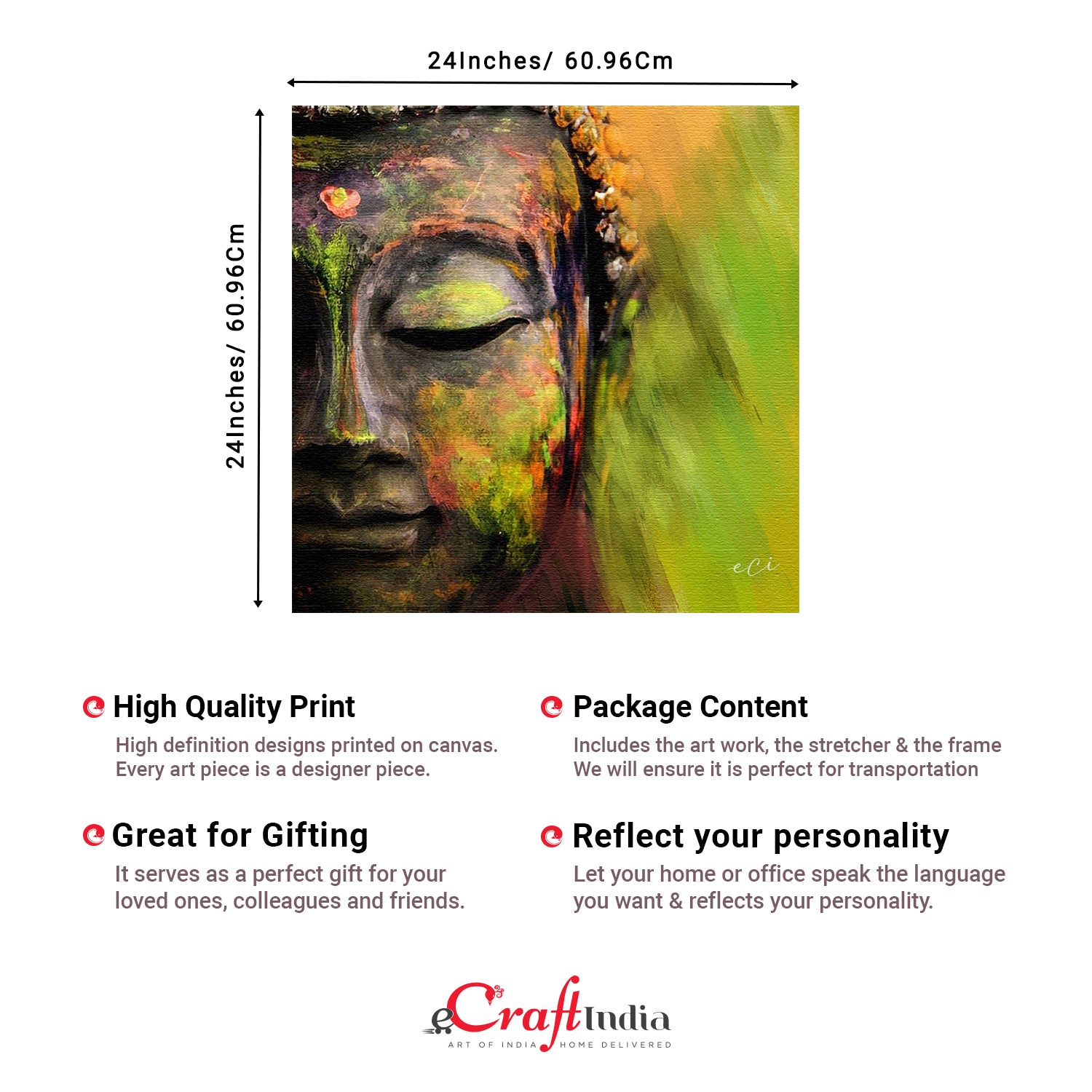 Peaceful Gautam Buddha Original Design Canvas Printed Wall Painting 3