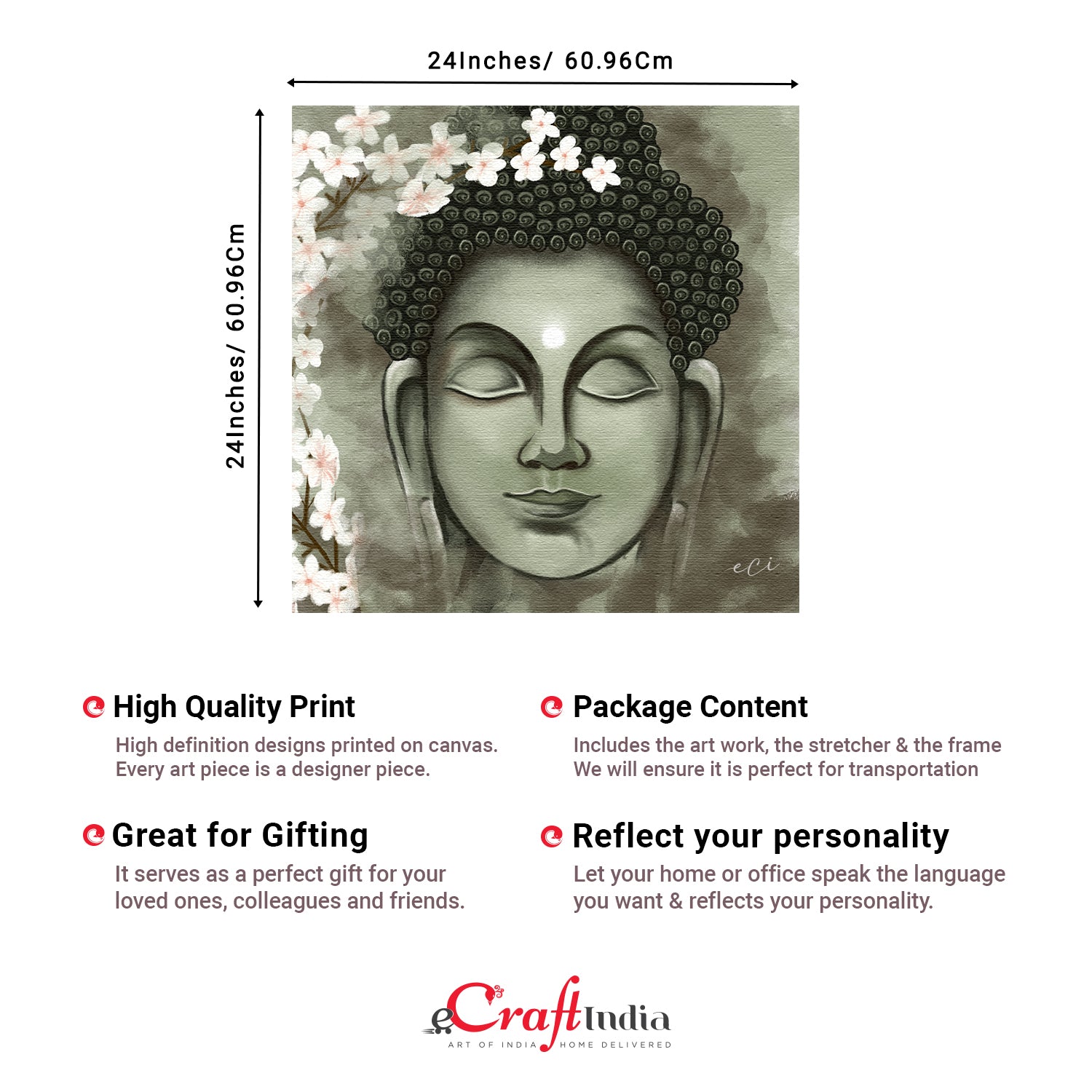 Meditating Lord Buddha Green Original Design Canvas Printed Wall Painting 3