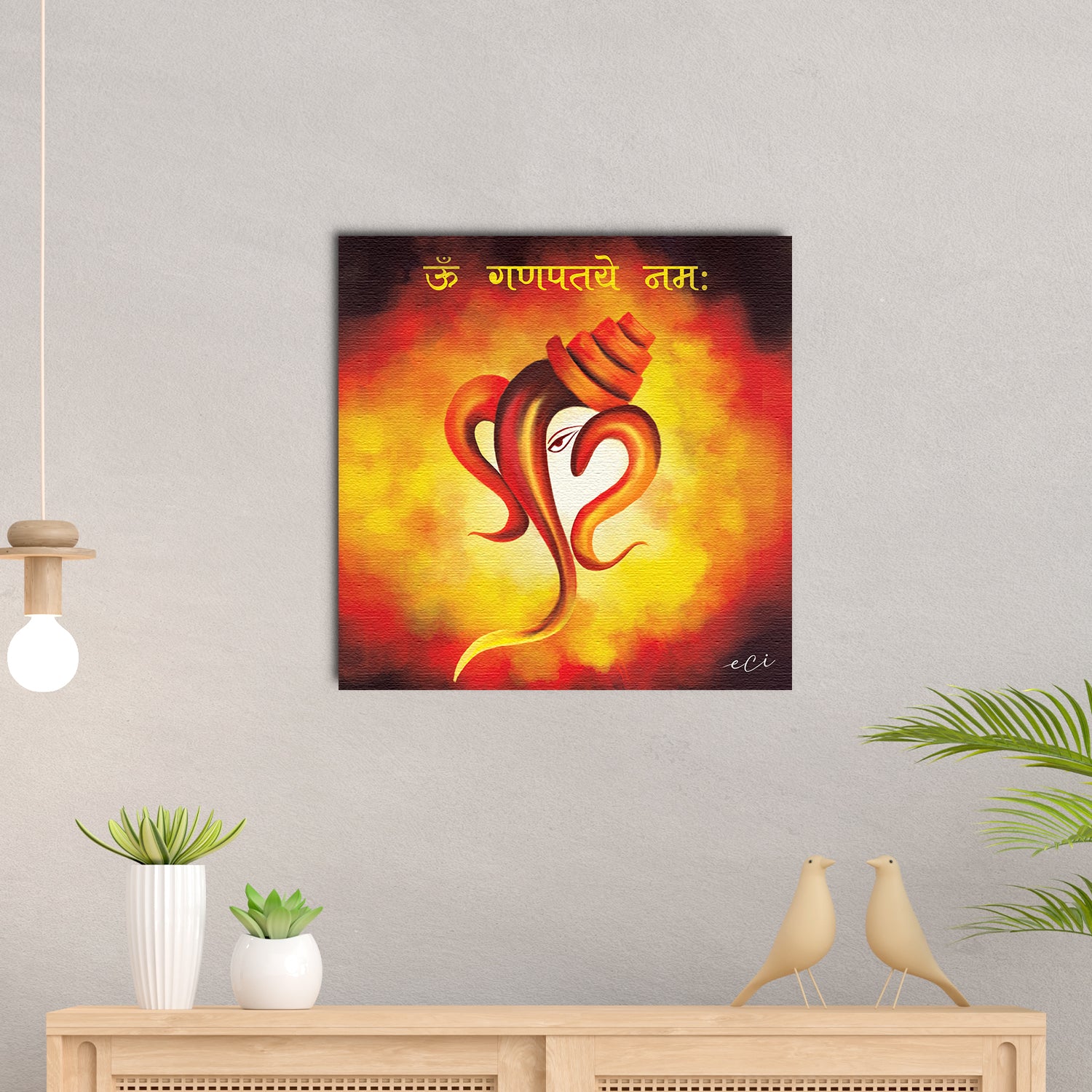 Devotional Lord Ganesha Original Design Canvas Printed Wall Painting 2