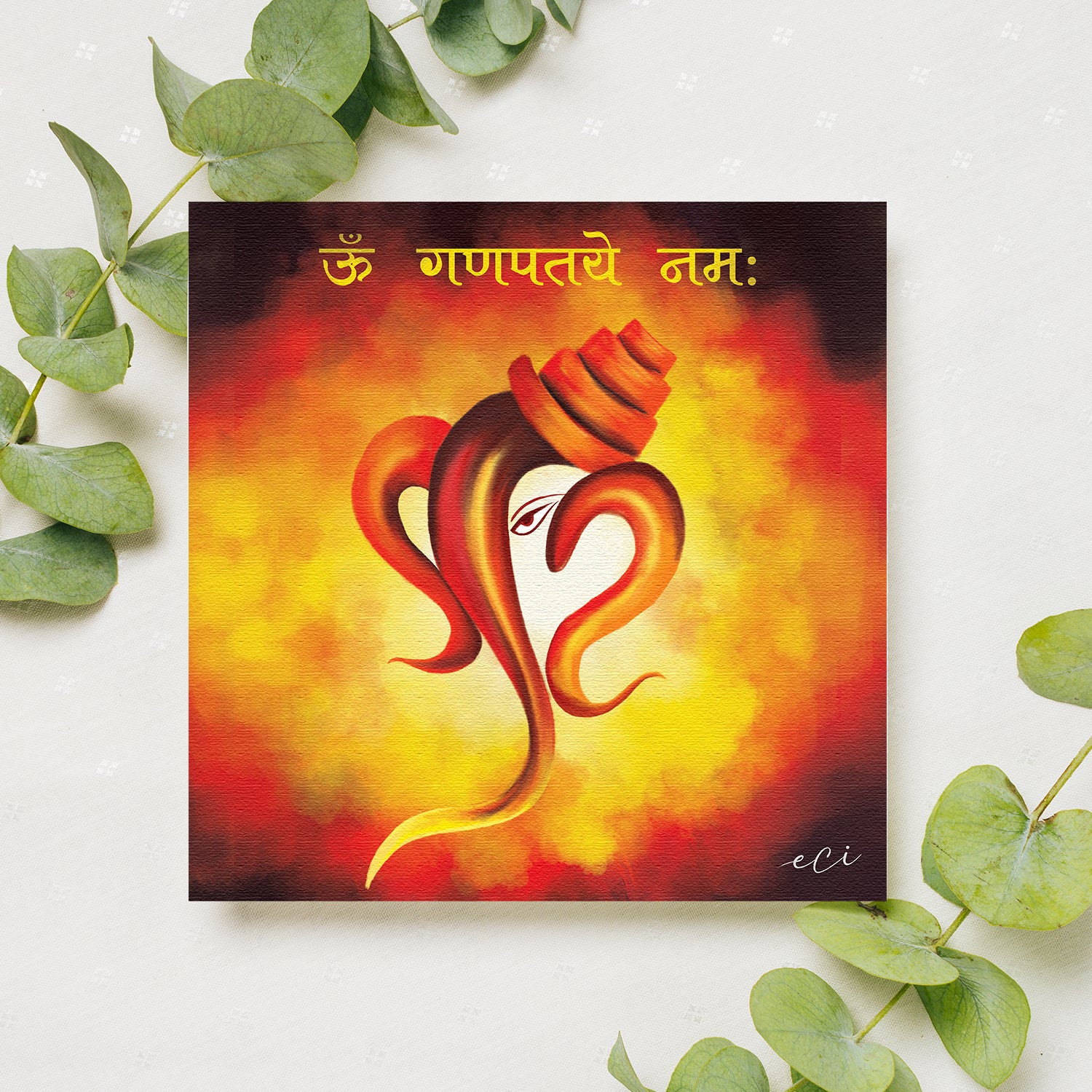 Devotional Lord Ganesha Original Design Canvas Printed Wall Painting 1