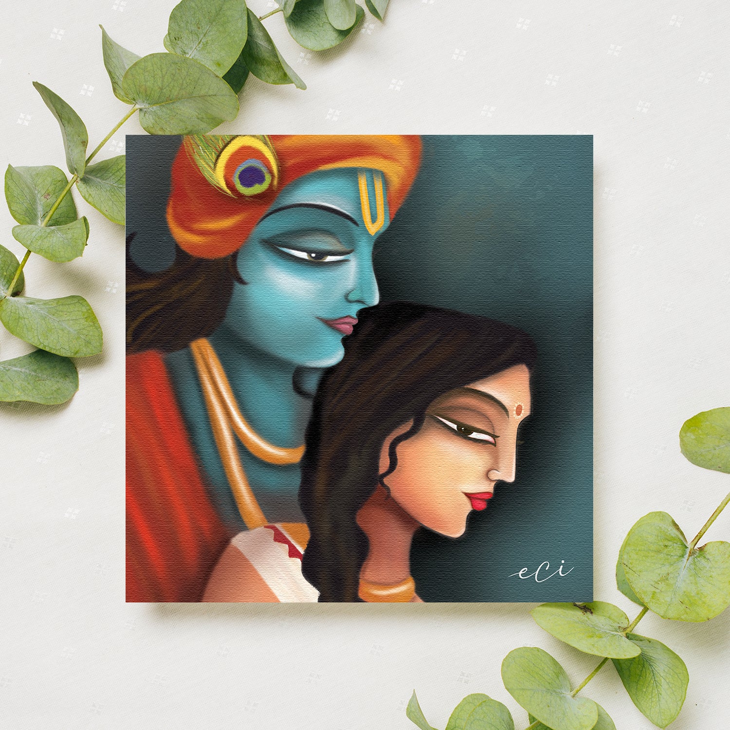 Lord Krishna with Radha ji Original Design Canvas Printed Wall Painting 1