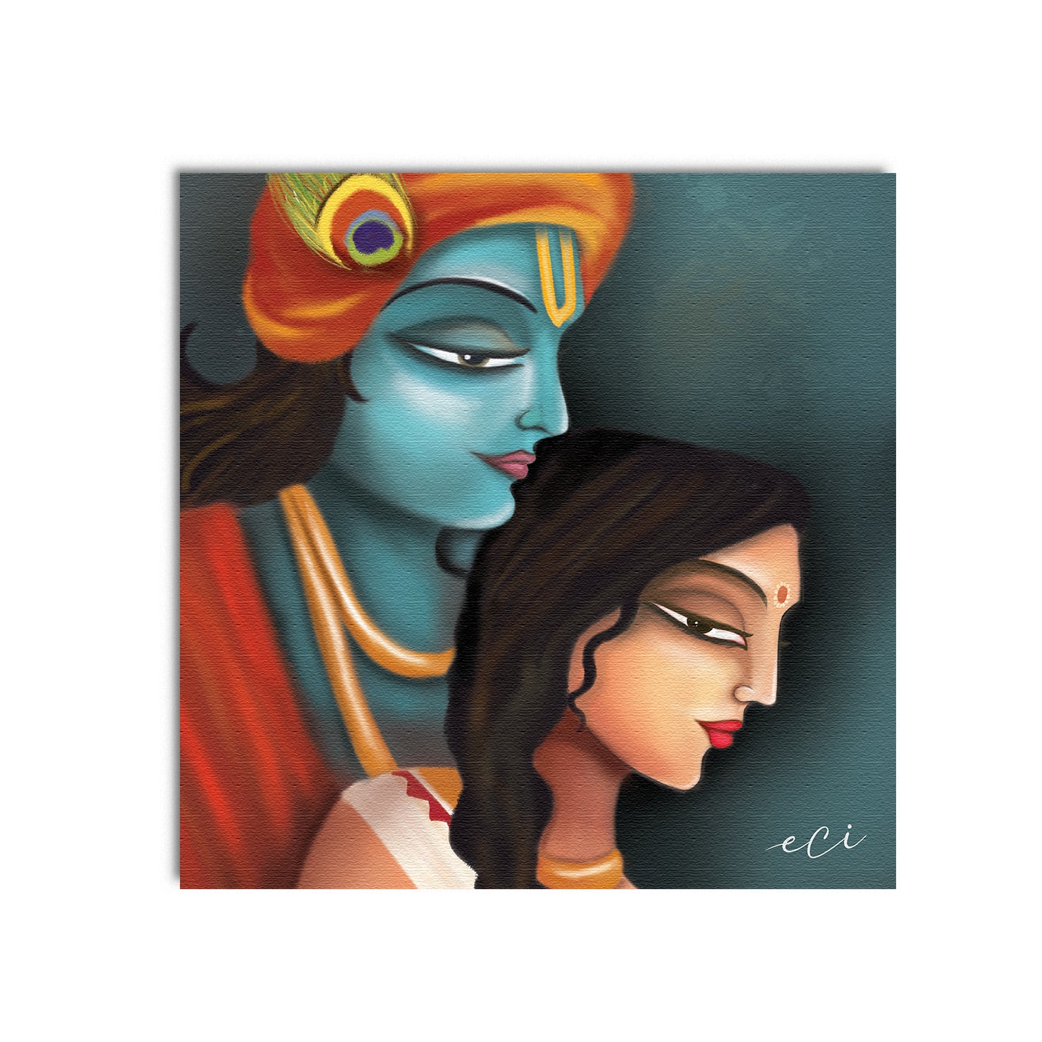 Lord Krishna with Radha ji Original Design Canvas Printed Wall Painting 2
