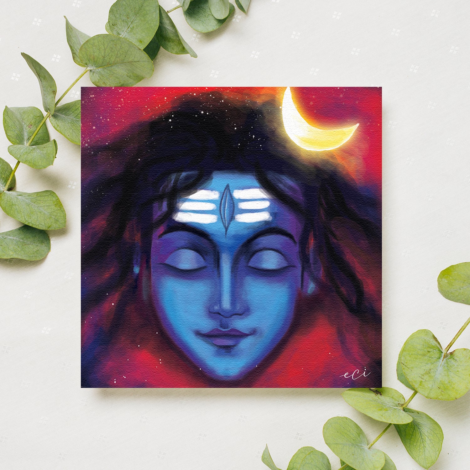 Lord Shiva face Original Design Canvas Printed Wall Painting 1