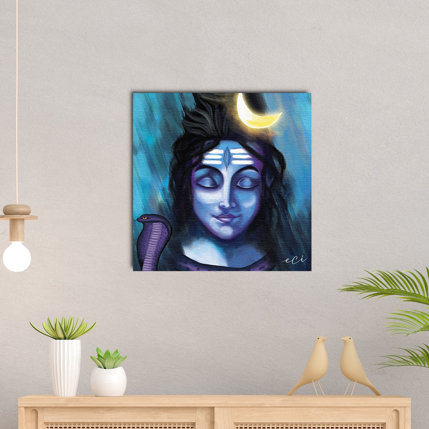 Beautiful Lord Shiva Portrait Original Design Canvas Printed Wall Painting 1