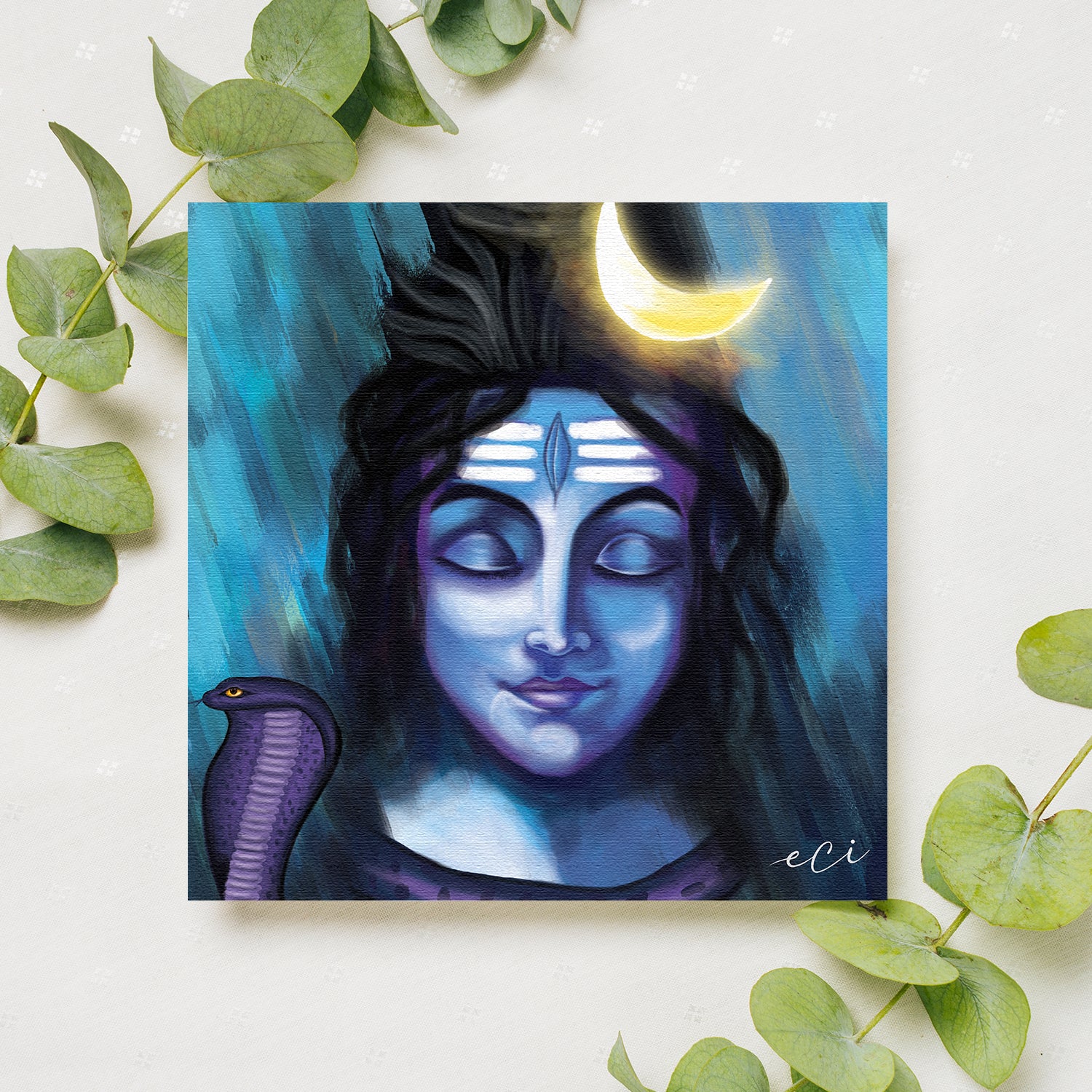 Beautiful Lord Shiva Portrait Original Design Canvas Printed Wall Painting 2