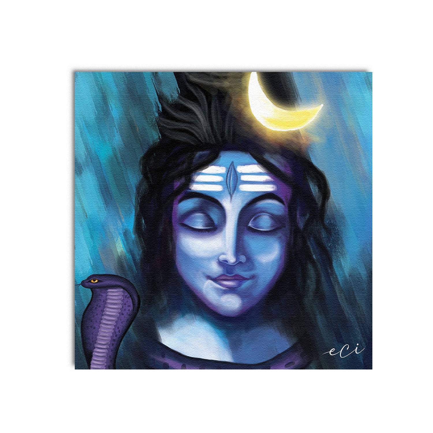 Beautiful Lord Shiva Portrait Original Design Canvas Printed Wall Painting