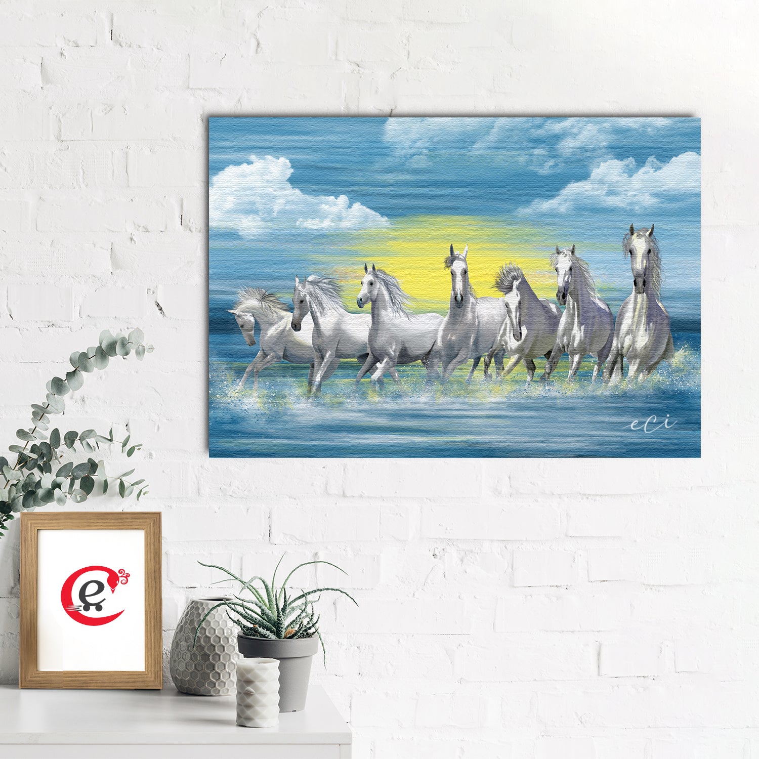 7 Running Horses Original Design Canvas Printed Wall Painting ...