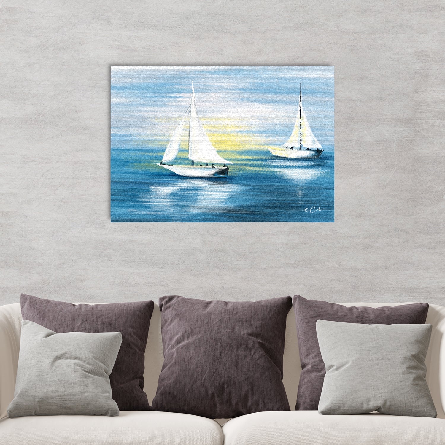 Beautiful Beach Blue Original Design Canvas Printed Wall Painting 1