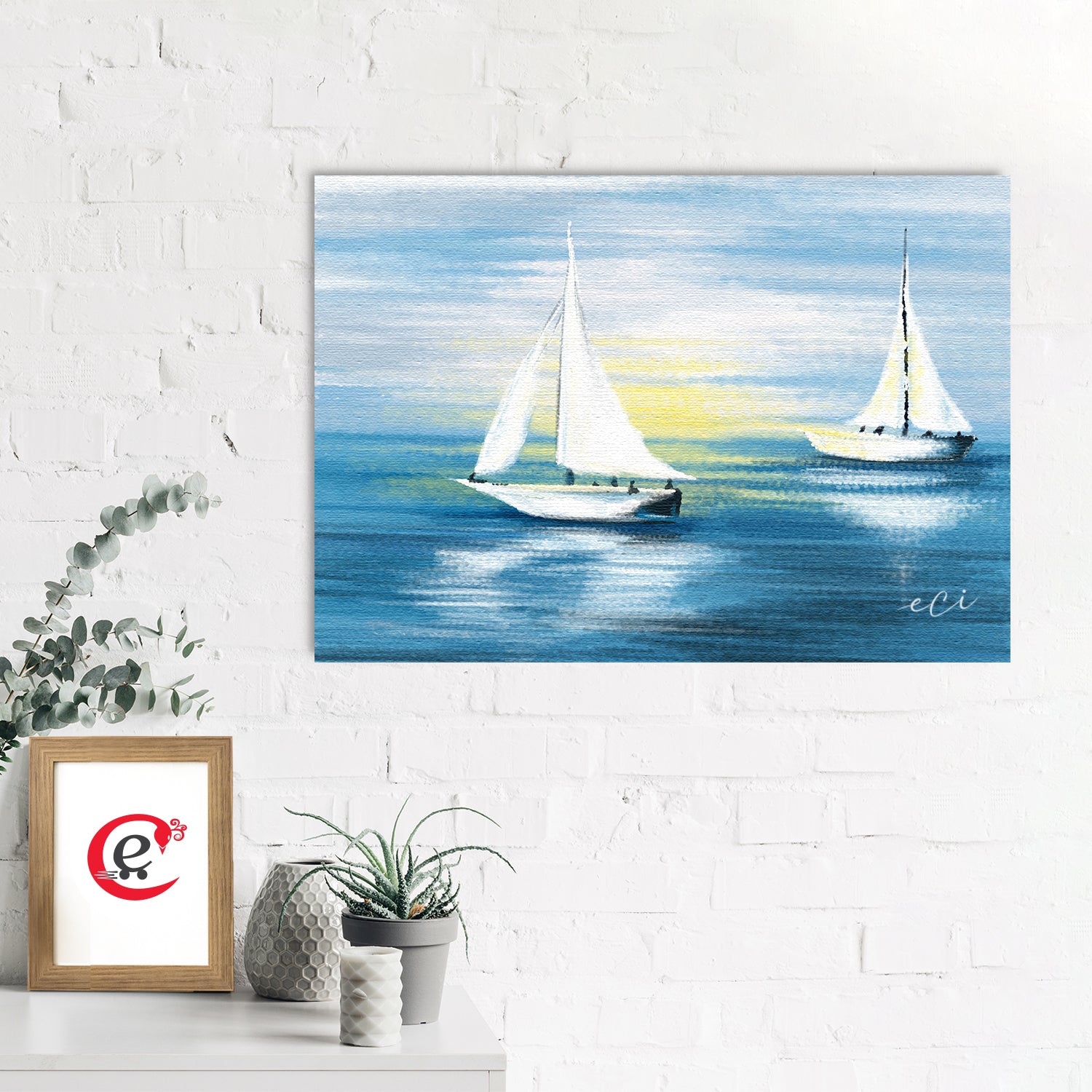 Beautiful Beach Blue Original Design Canvas Printed Wall Painting 2