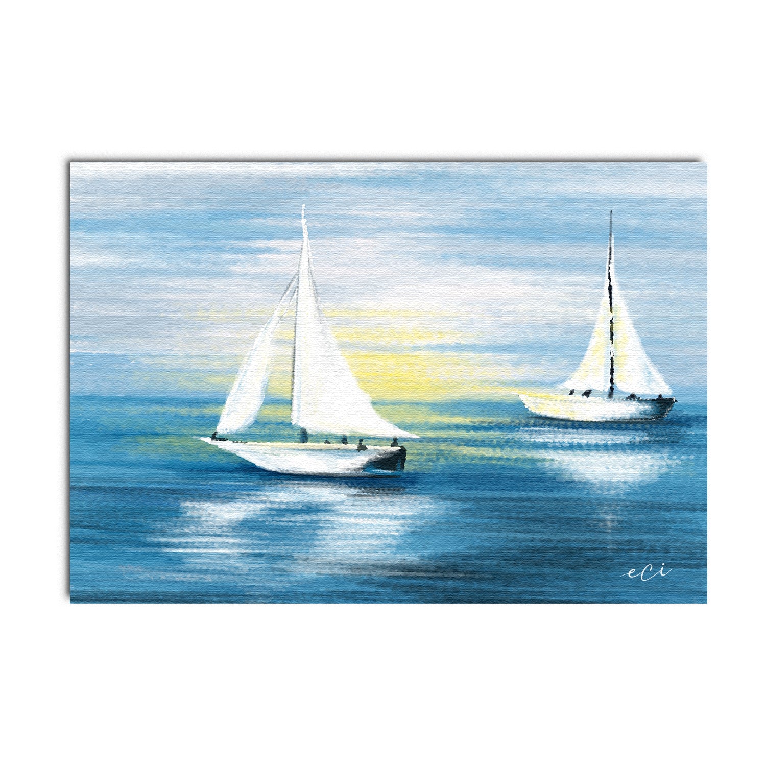 Beautiful Beach Blue Original Design Canvas Printed Wall Painting