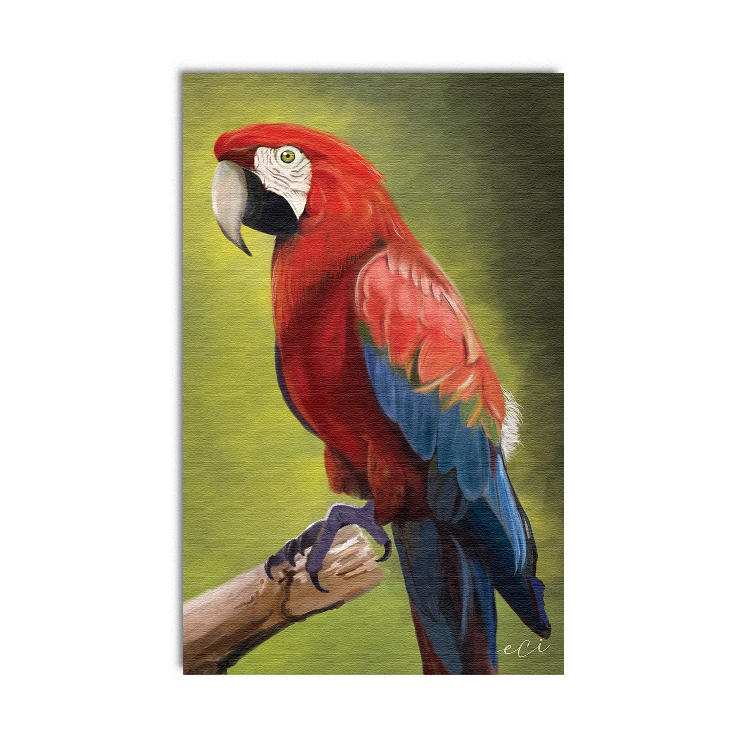 Parrot On Tree Branch Canvas Painting Digital Printed Bird Wall Art 2