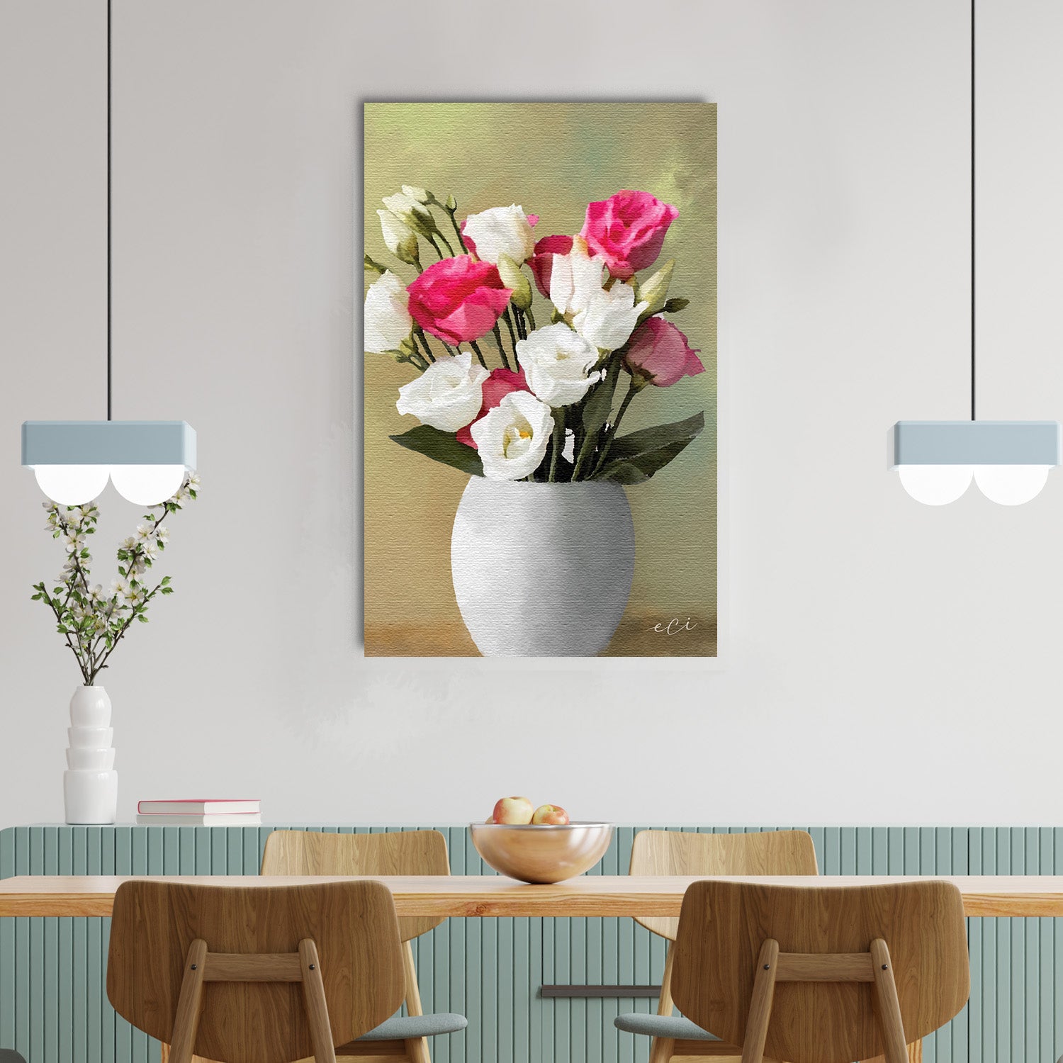 Beautiful Flower Vase Original Design Canvas Printed Wall Painting 1