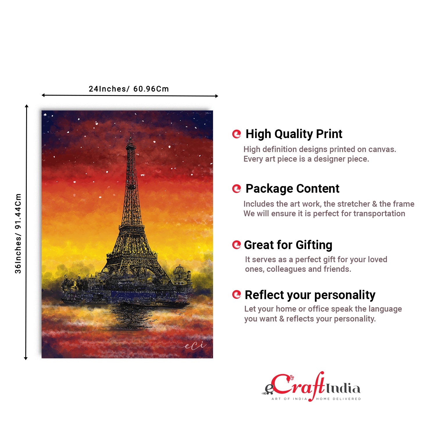 Paris Eiffel Tower Canvas Painting Digital Printed Religious Wall Art 3
