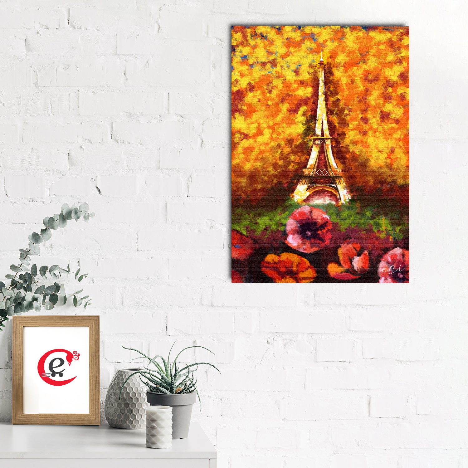 Paris Eiffel Tower View In Autumn Season Digital Printed Canvas Wall Painting 1