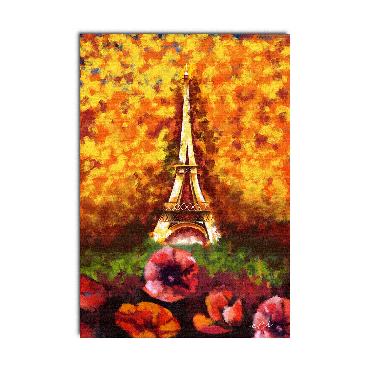 Paris Eiffel Tower View In Autumn Season Digital Printed Canvas Wall Painting 2