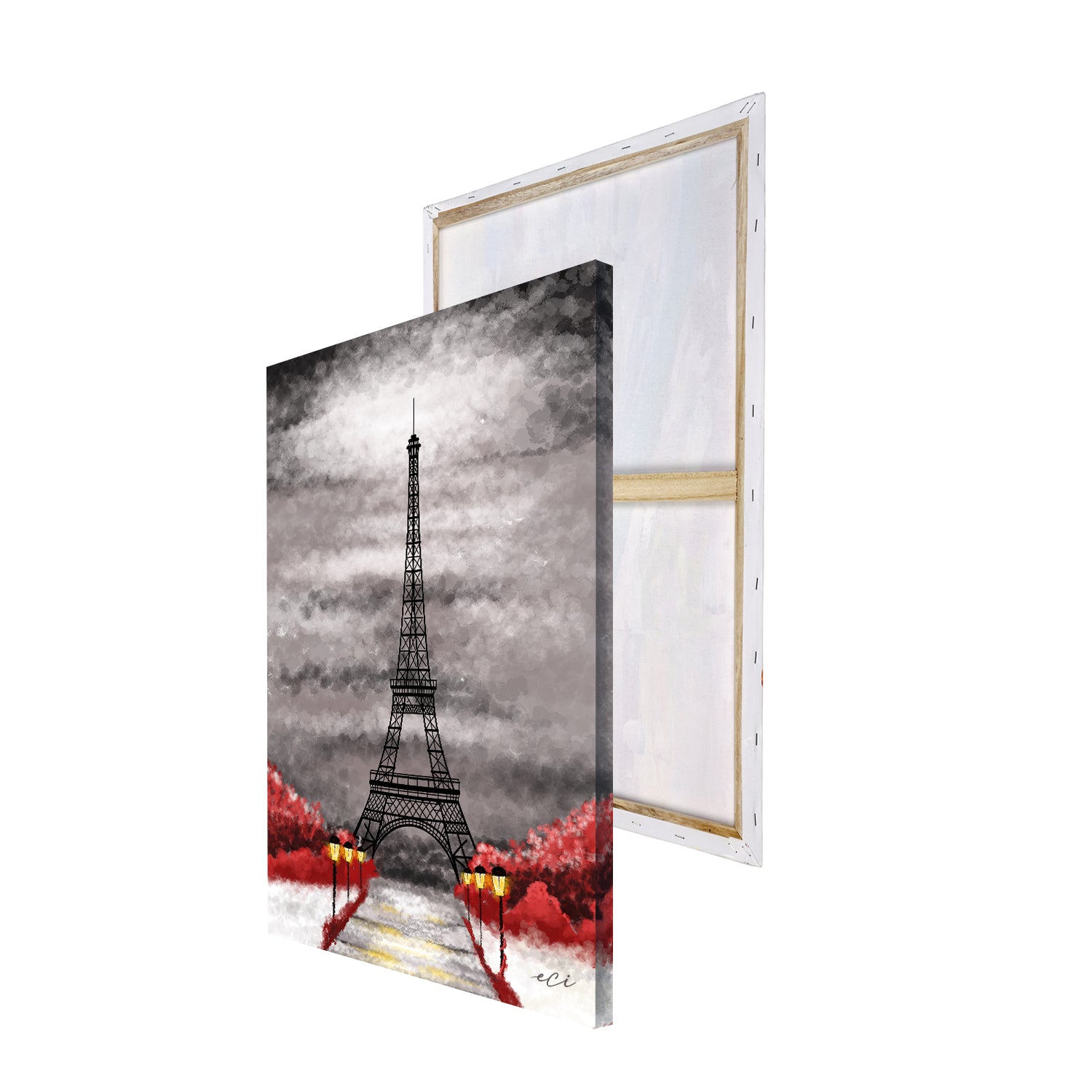 Paris Eiffel Tower Painting Digital Printed Canvas Wall Art 4