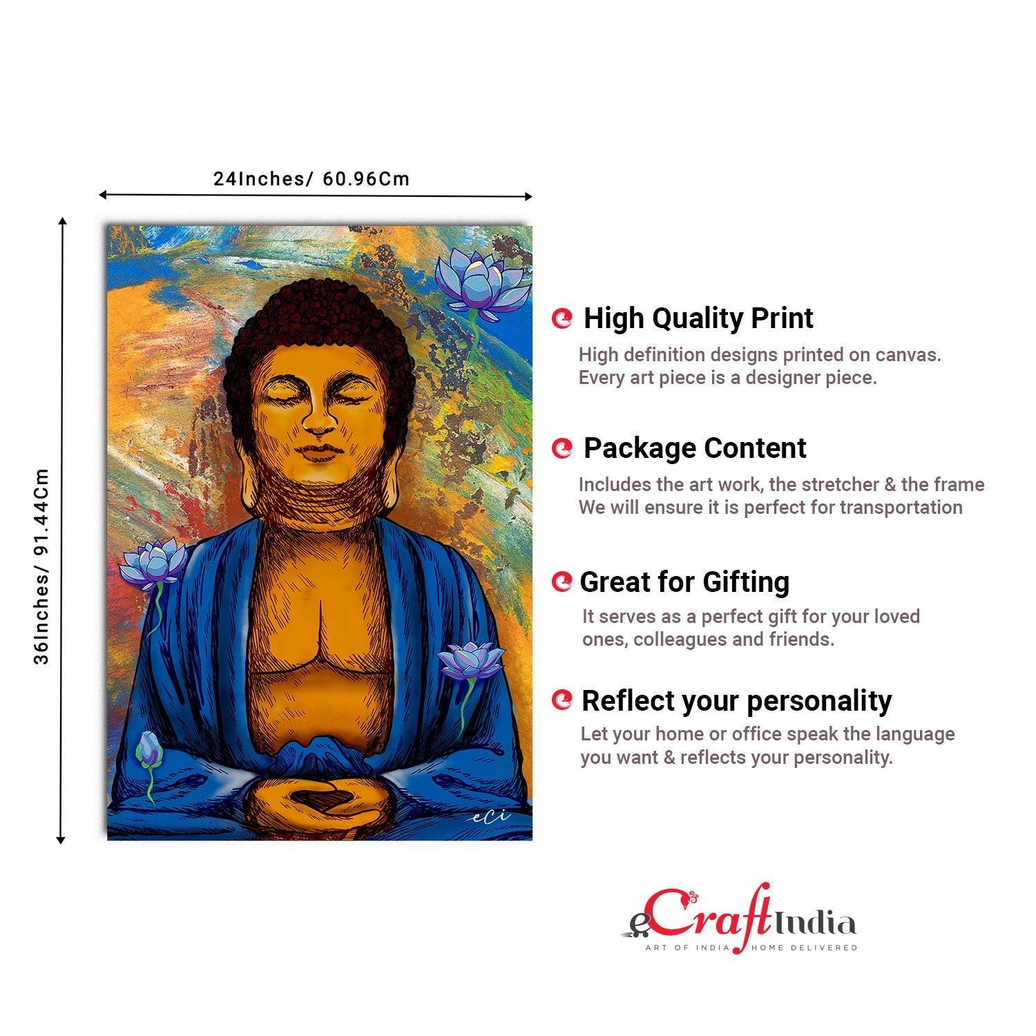 Meditating Buddha Original Design Canvas Printed Wall Painting 3