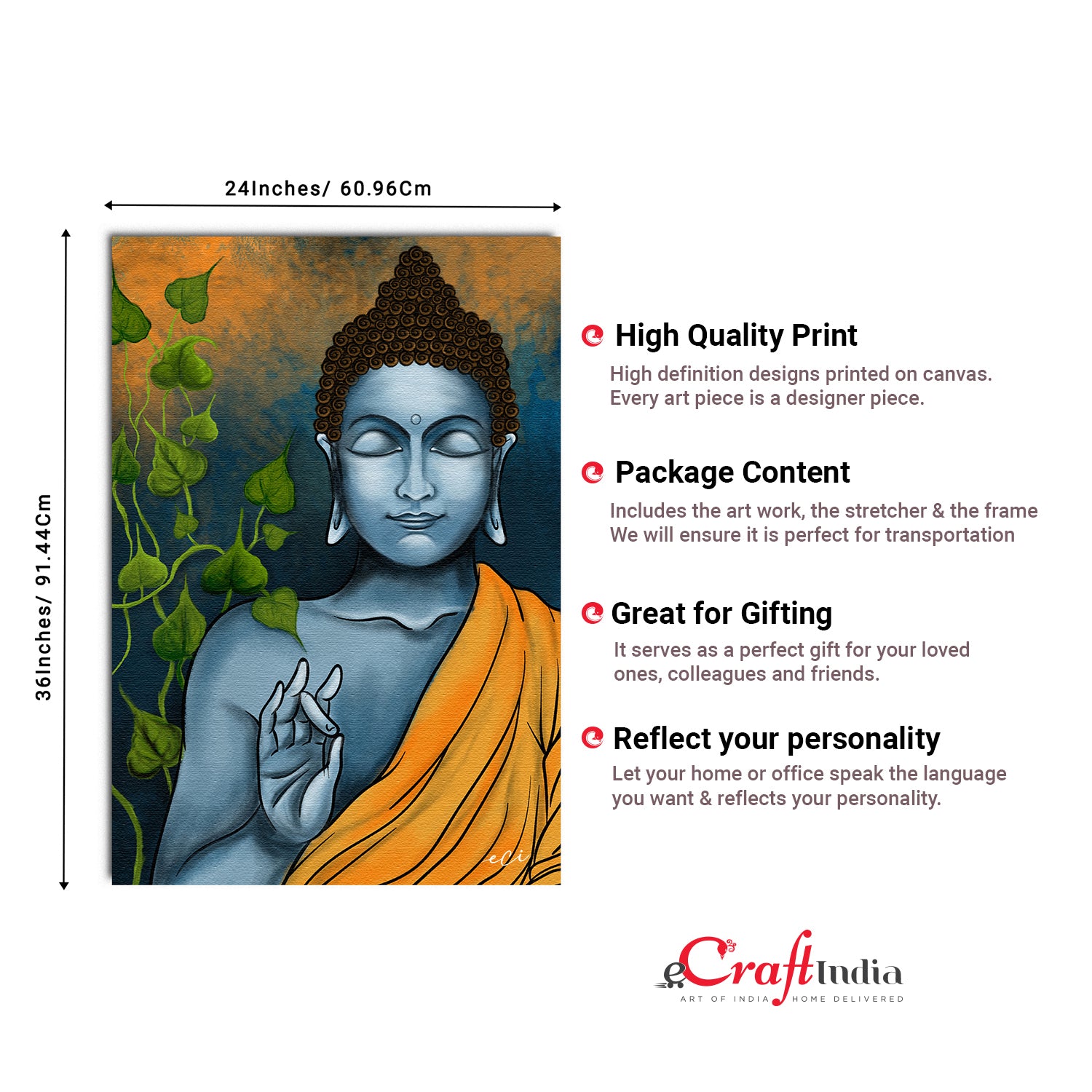 Peaceful Buddha Original Design Canvas Printed Wall Painting 3
