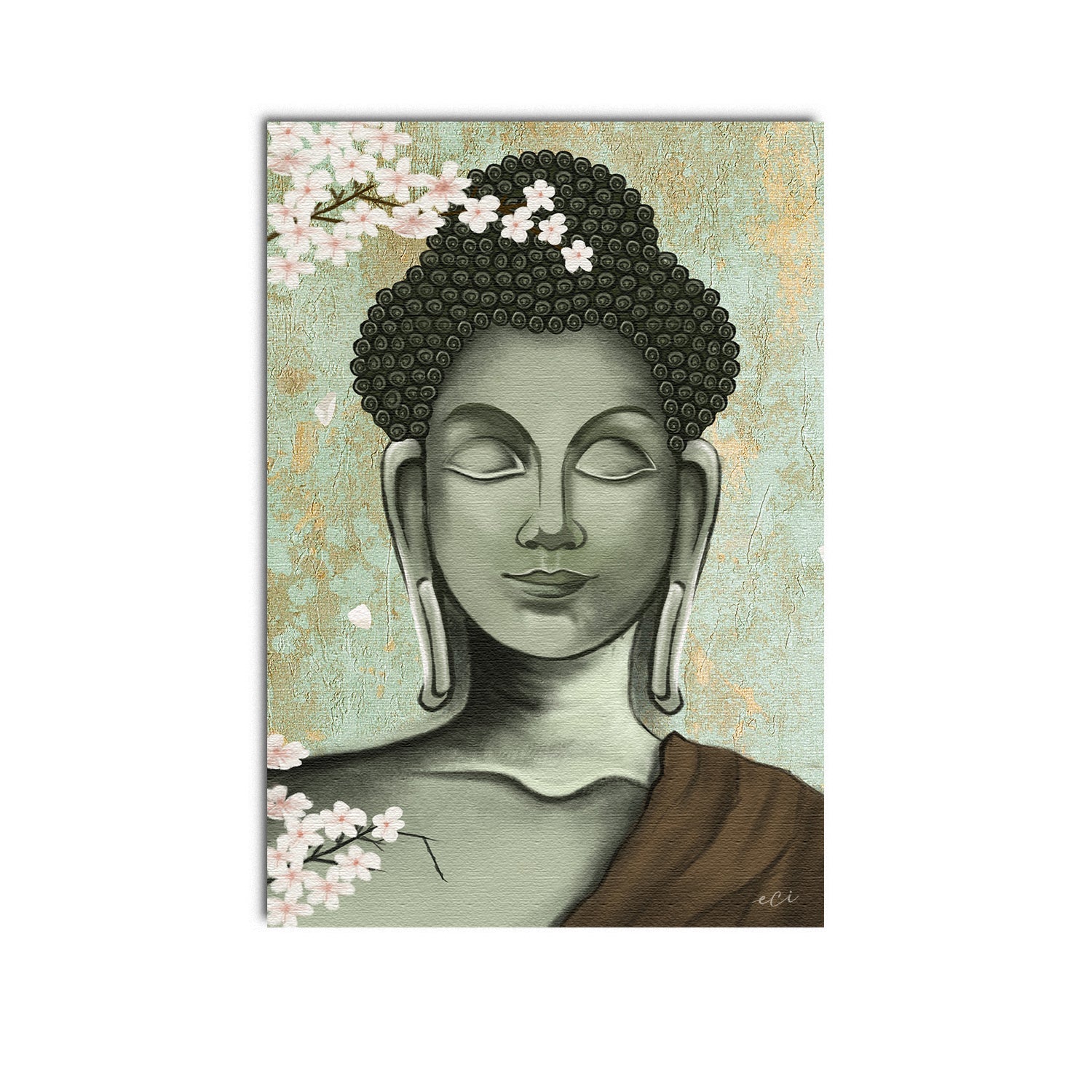 Smiling Peaceful Buddha Original Design Canvas Printed Wall Painting 2