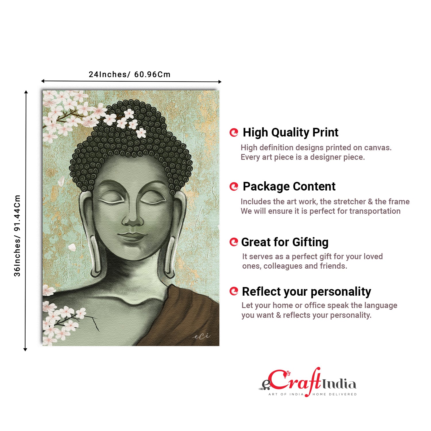 Smiling Peaceful Buddha Original Design Canvas Printed Wall Painting 3