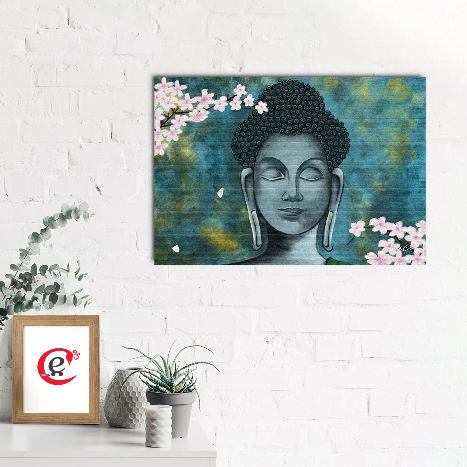 Meditating Buddha With Flower Original Design Canvas Printed Wall Painting 1
