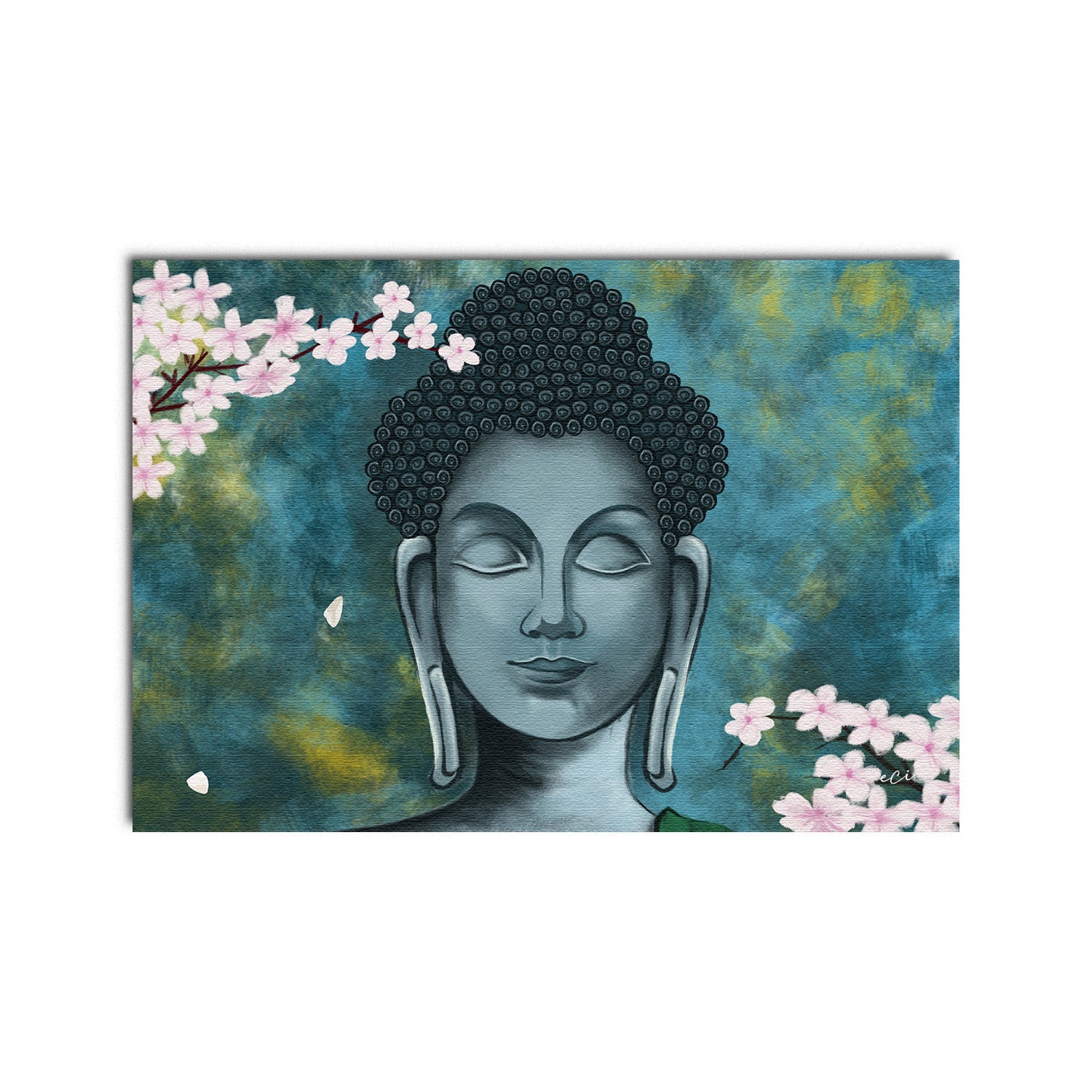 Meditating Buddha With Flower Original Design Canvas Printed Wall Painting 2