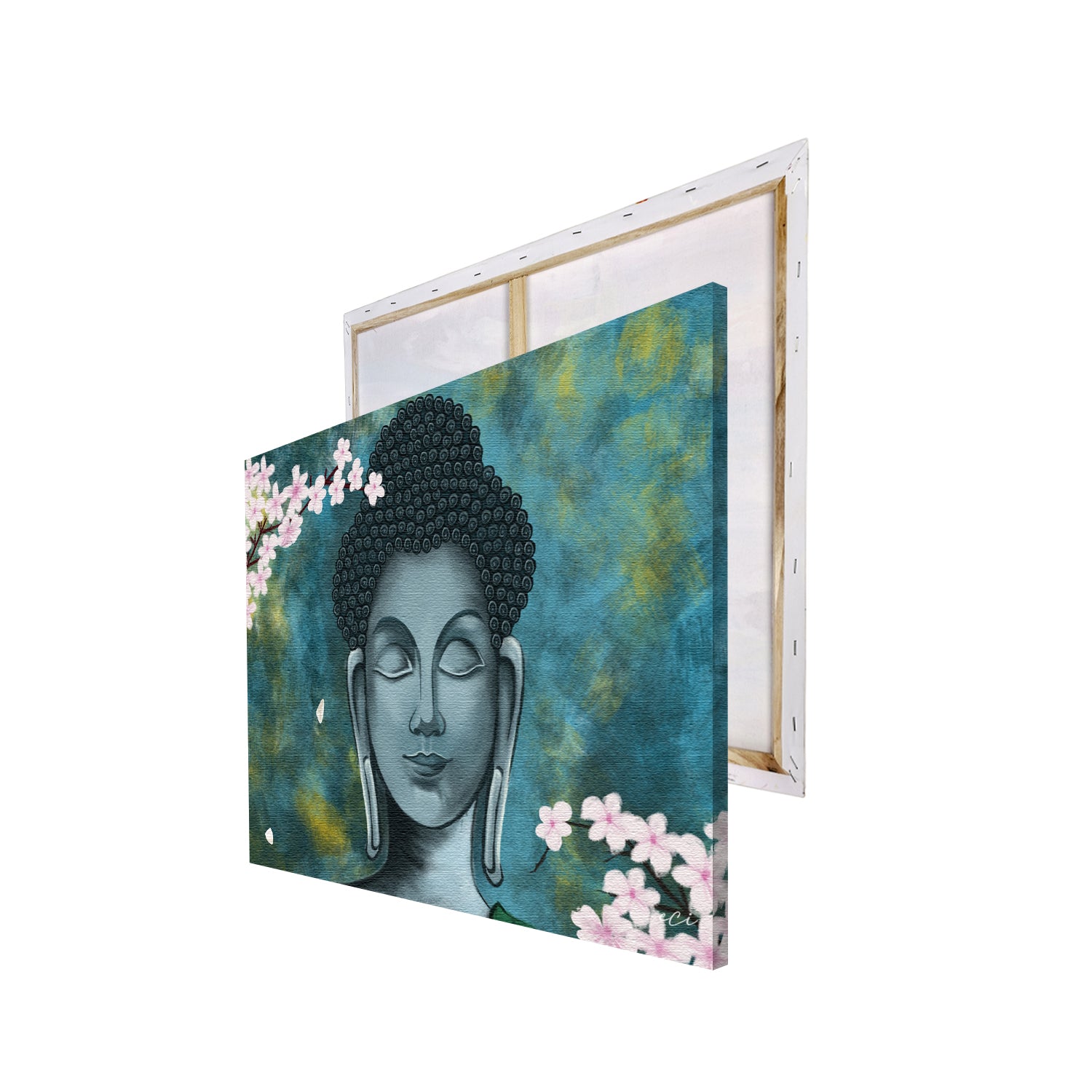 Meditating Buddha With Flower Original Design Canvas Printed Wall Painting 4