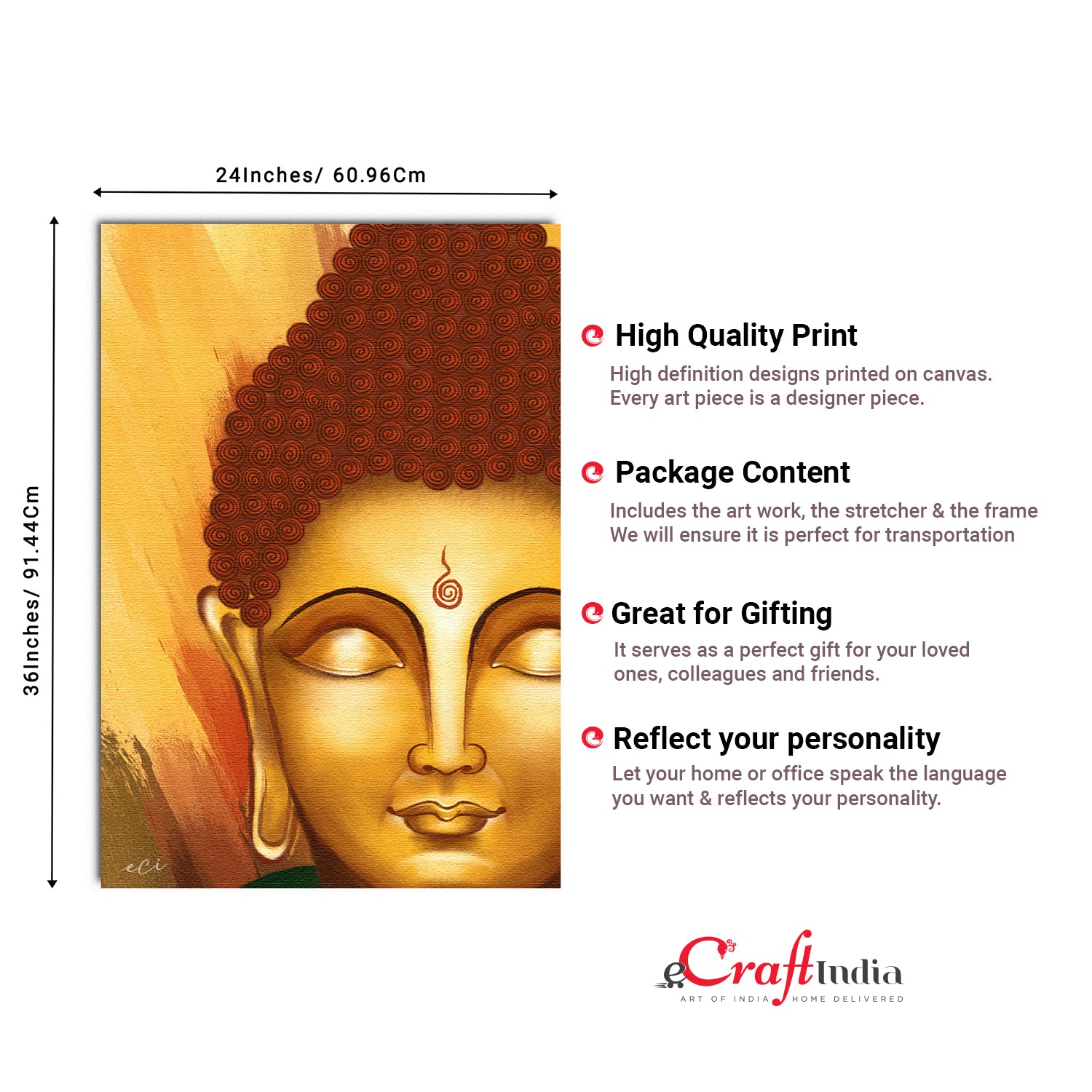 Calm Gautam Buddha Original Design Canvas Printed Wall Painting 3