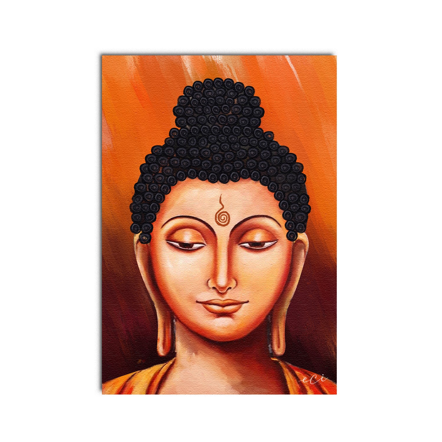 Meditating Gautam Buddha Original Design Canvas Printed Wall Painting 2