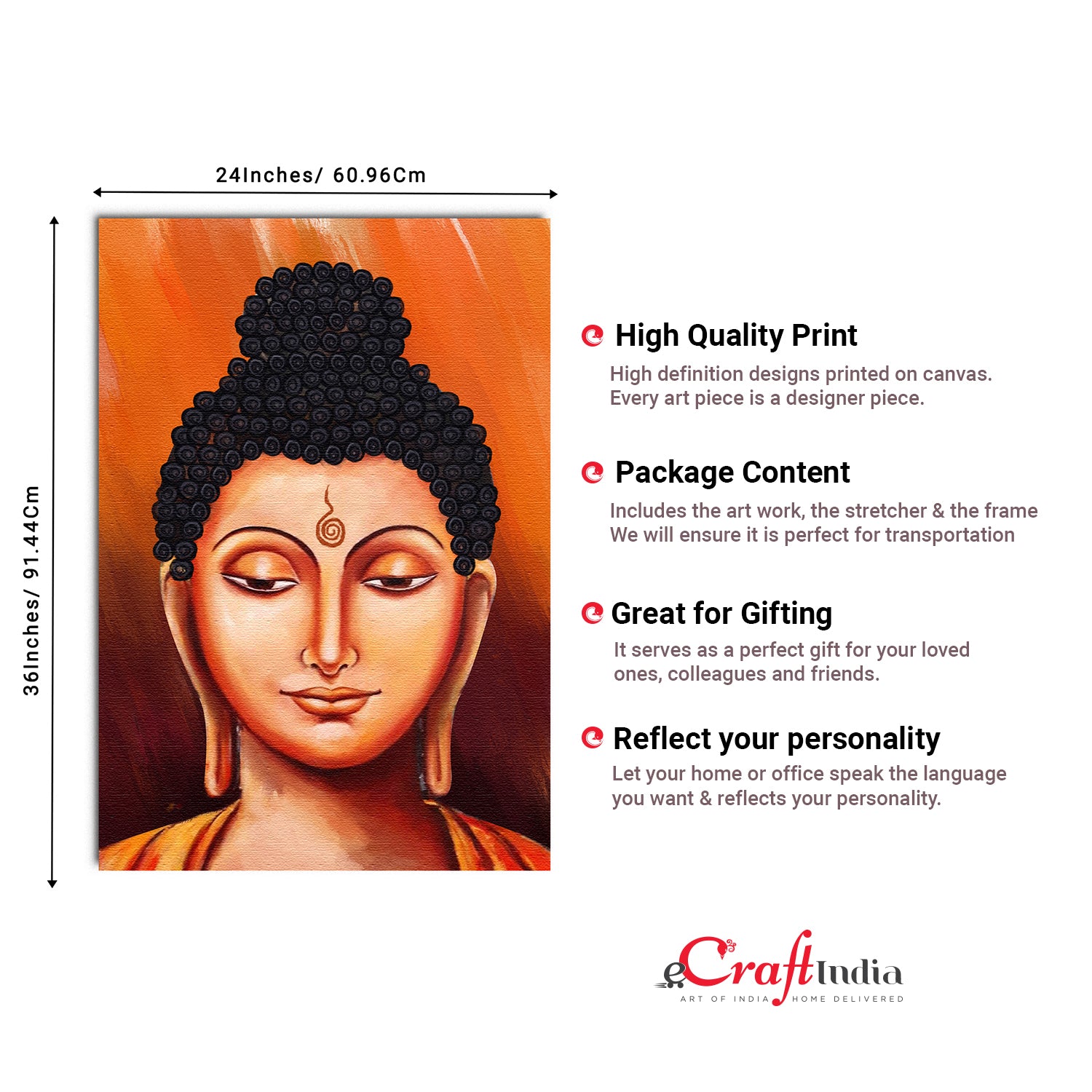 Meditating Gautam Buddha Original Design Canvas Printed Wall Painting 3