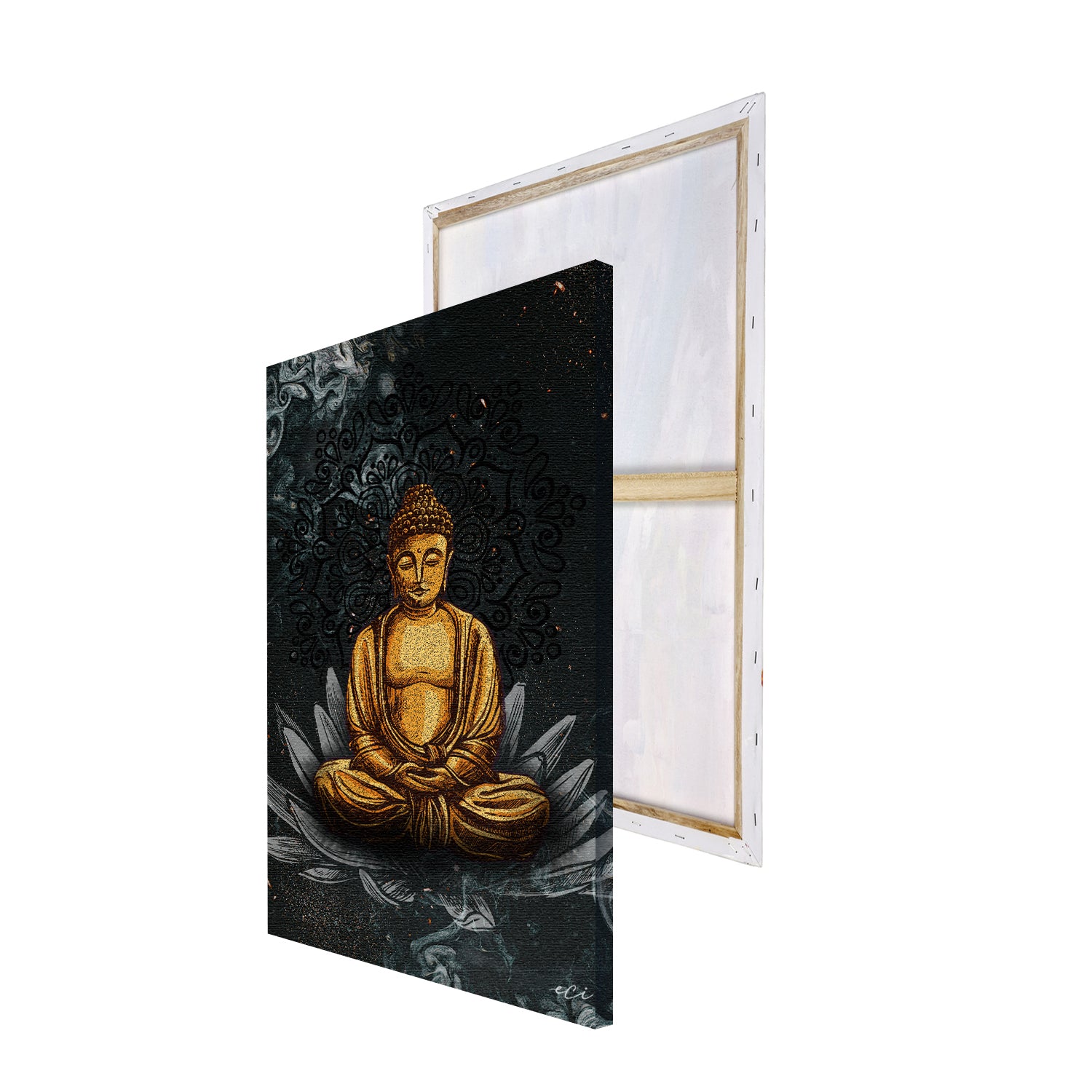 Meditating Gautam Buddha on Lotus Original Design Canvas Printed Wall Painting 4