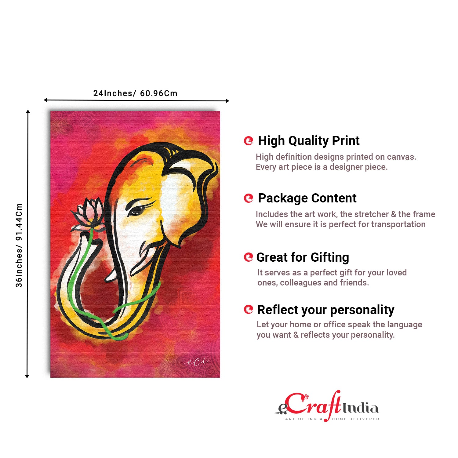 Lord Ganesha Original Design Canvas Printed Wall Painting 3