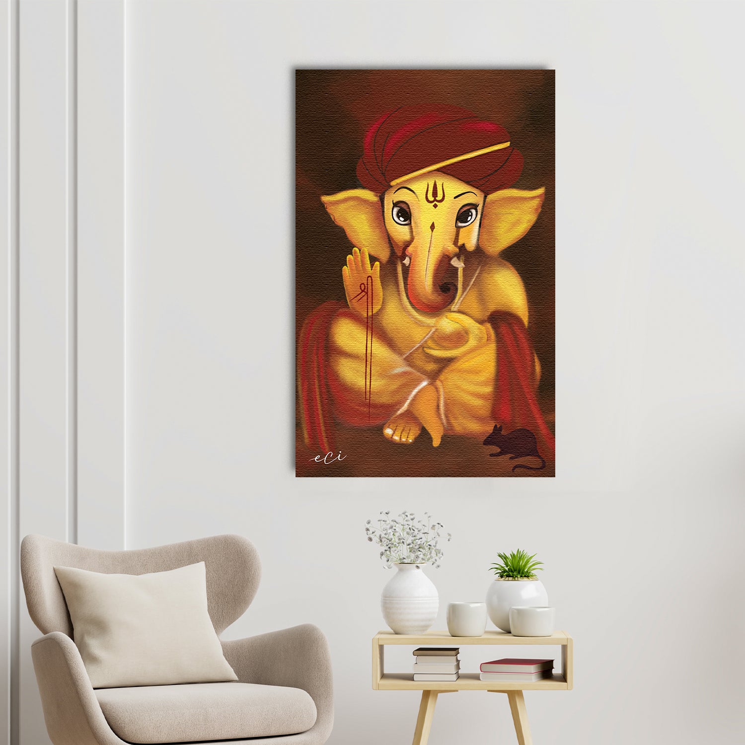 God Ganesha Spiritual Original Design Canvas Printed Wall Painting 1